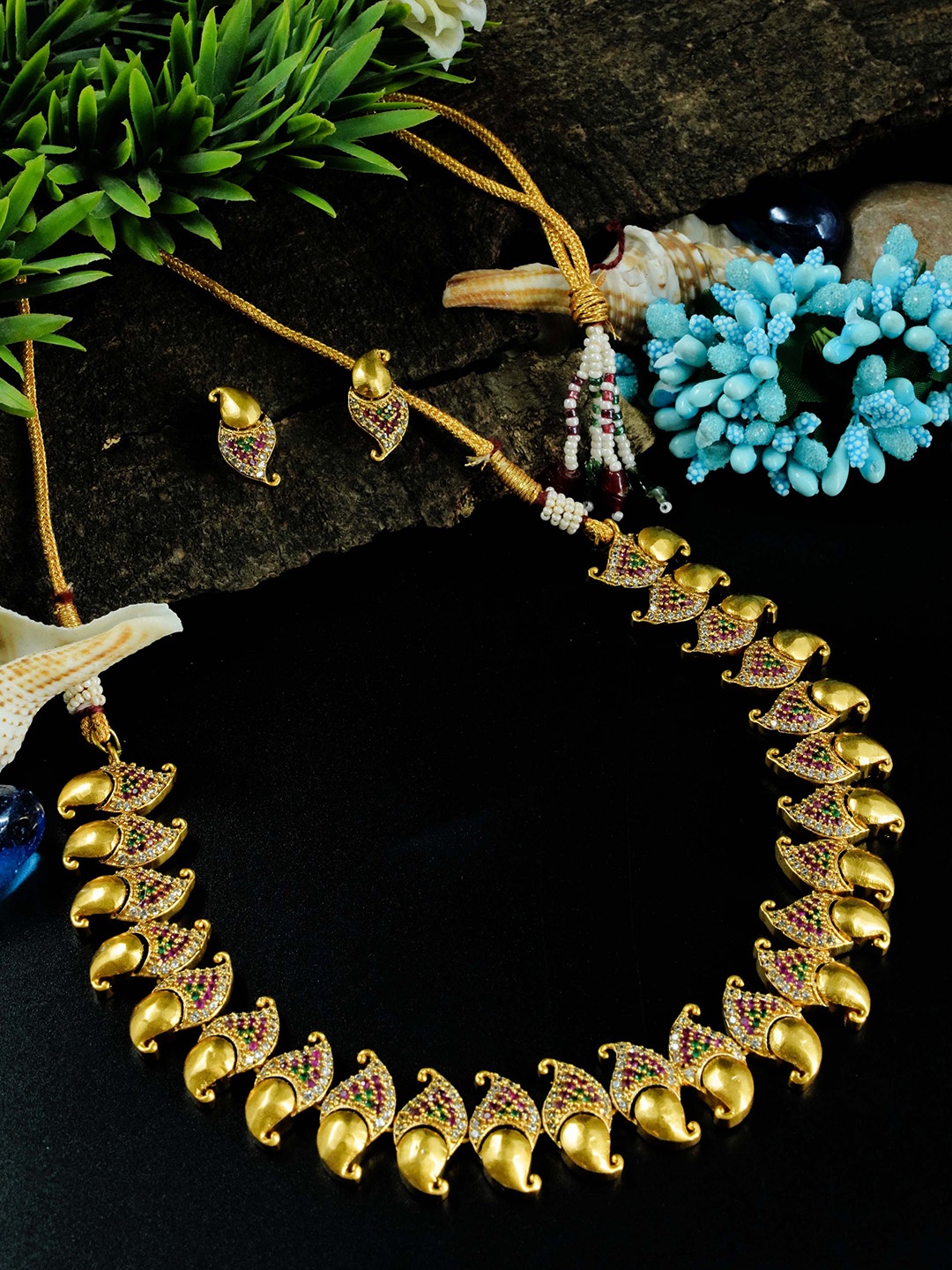 

GRIIHAM Women Gold-Plated CZ-Studded Jewellery Set