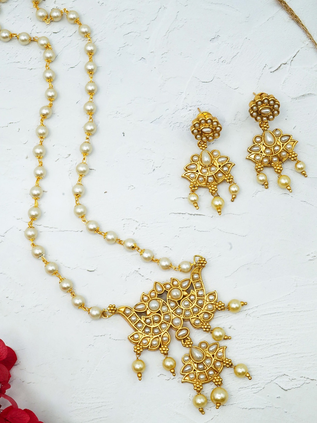 

GRIIHAM Gold-Plated White CZ-Studded Jewellery Set