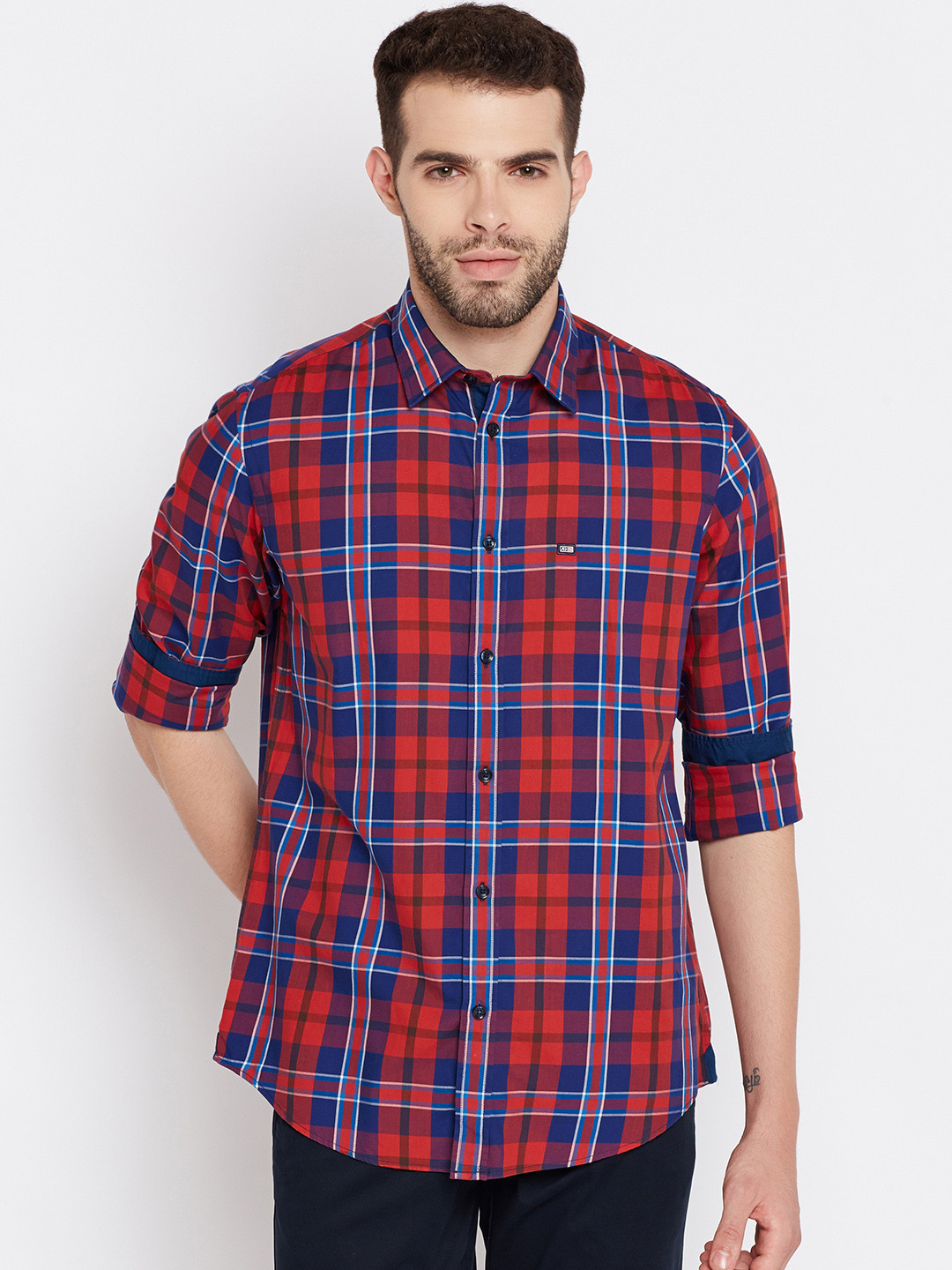 

Arrow Sport Men Red & Blue Slim Fit Checked Casual Shirt