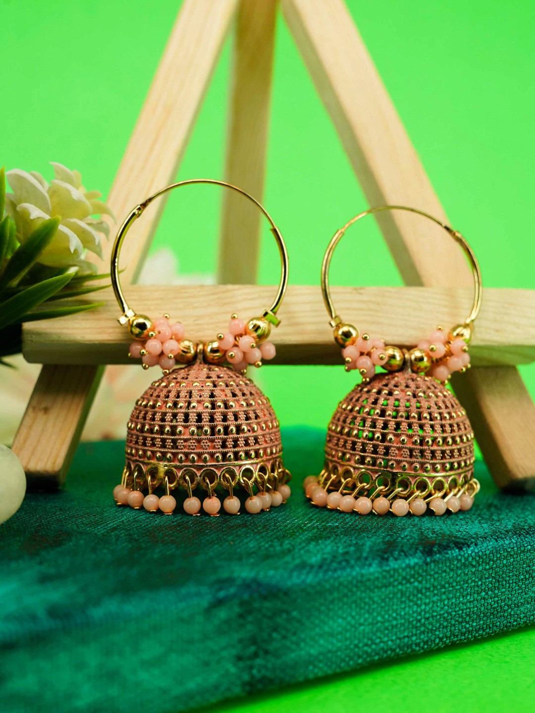 

GRIIHAM Silver-Plated Contemporary Jhumkas Earrings, Yellow
