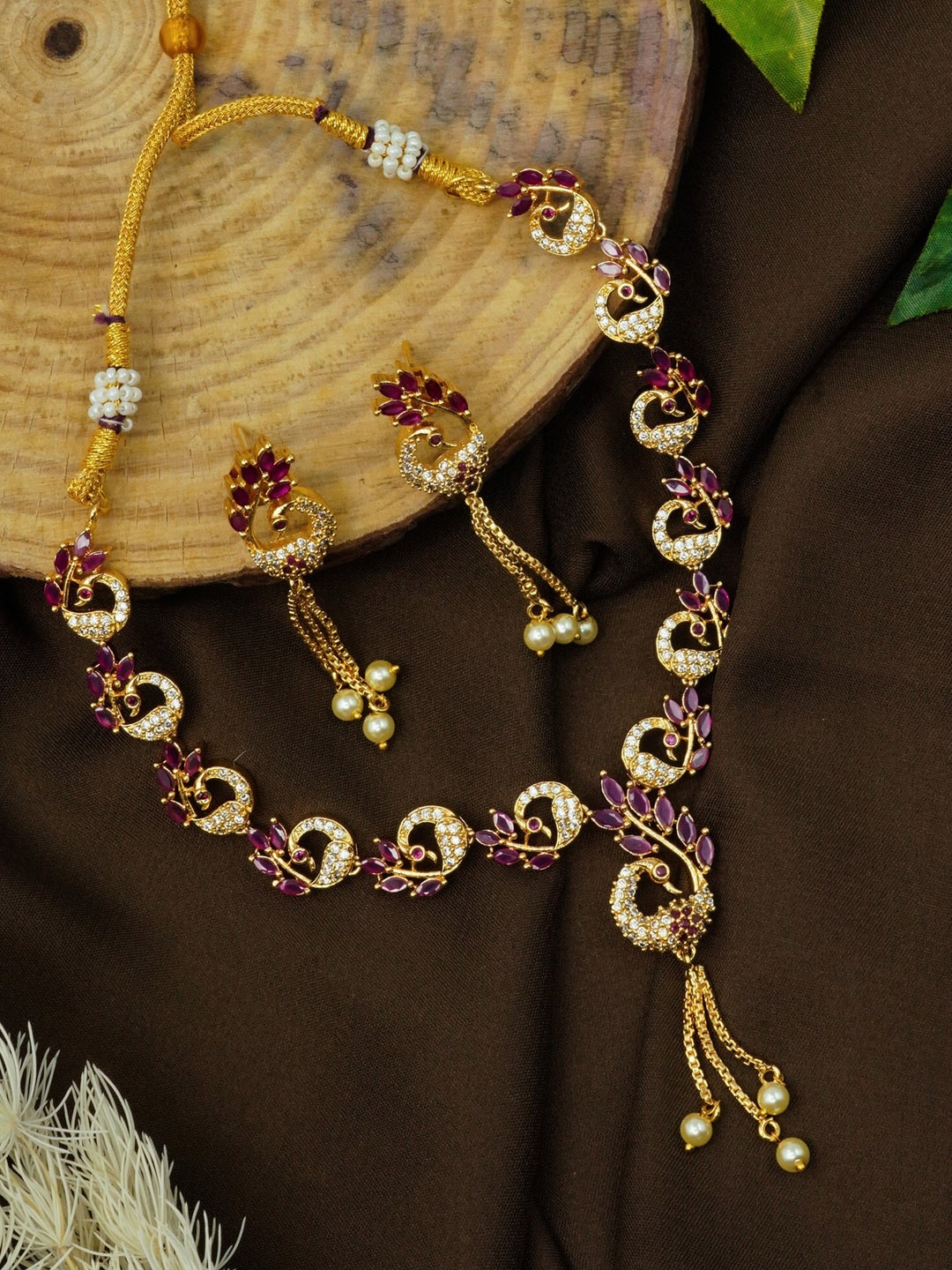 

GRIIHAM Gold-Plated CZ-Studded Jewellery Set
