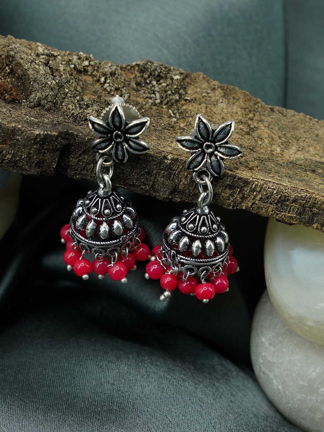 

GRIIHAM Women Coral Silver Plated Drop Earrings