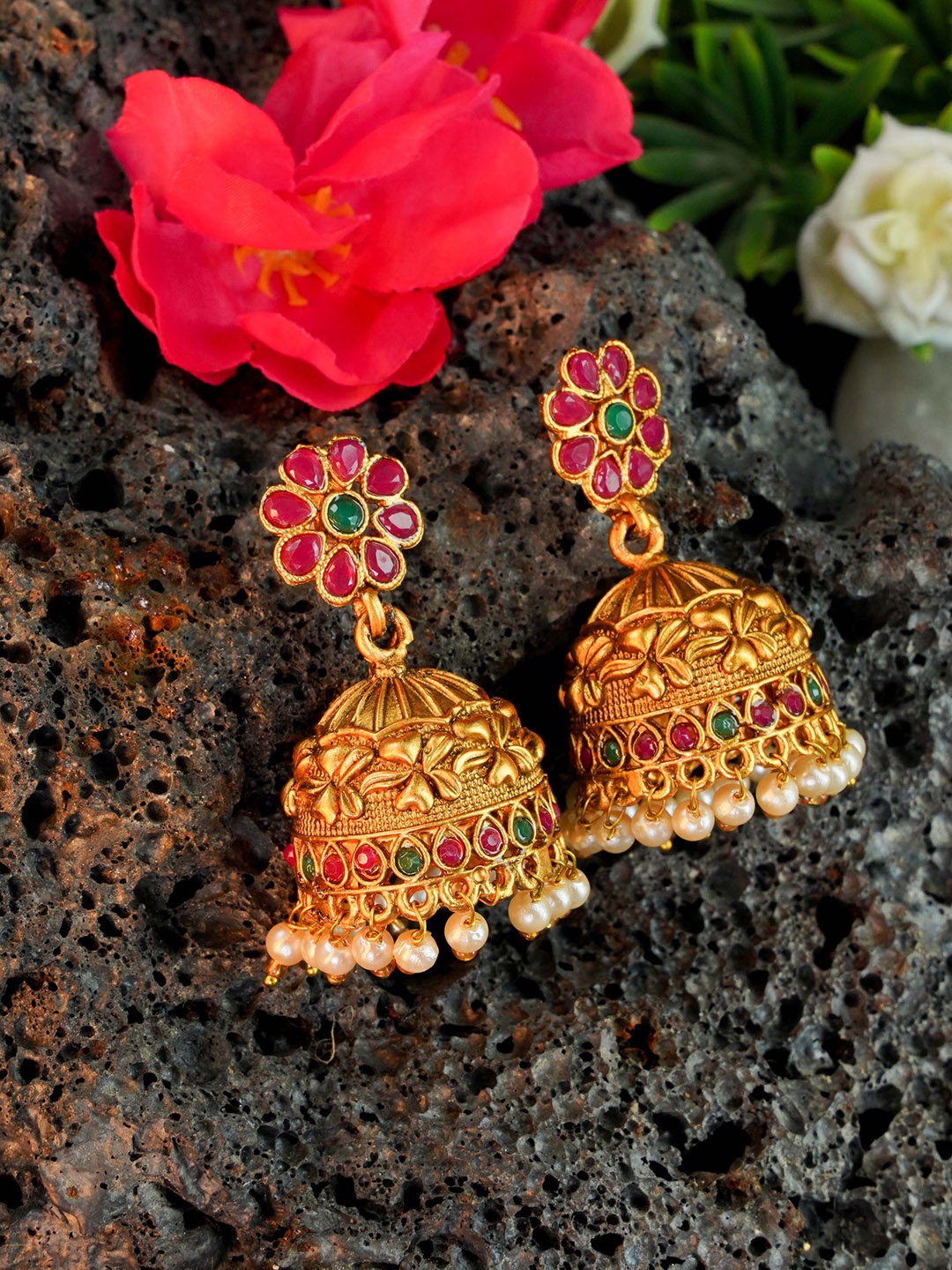 

GRIIHAM Women Gold Plated Jhumka Earrings