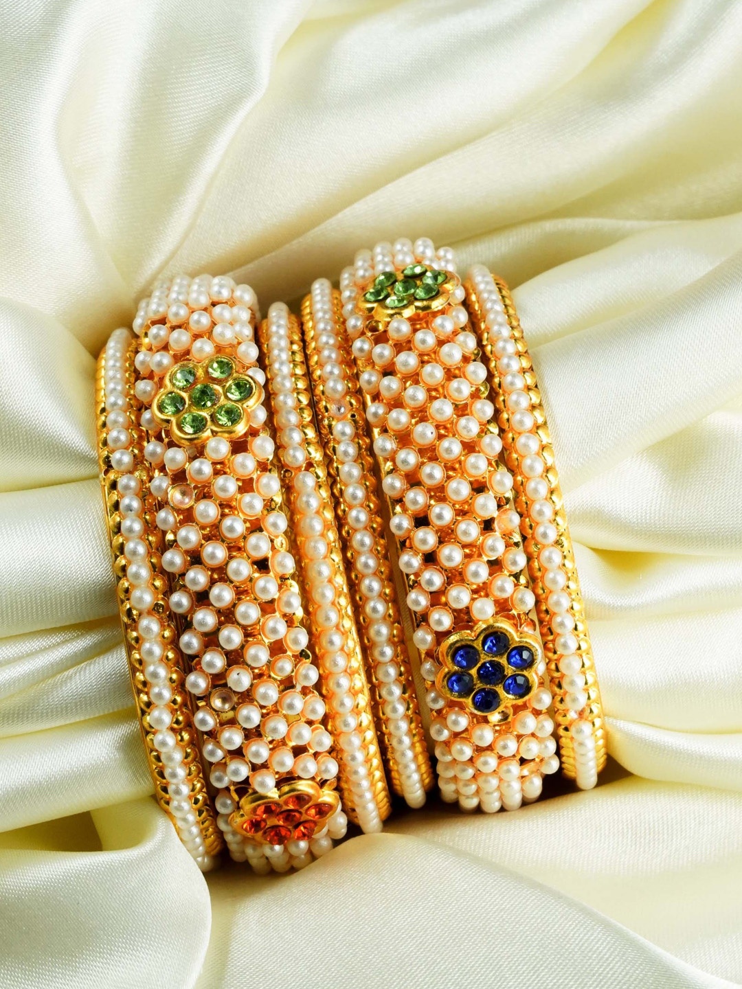 

GRIIHAM Set Of 2 Gold & White Gold Plated AD-Studded Bangle