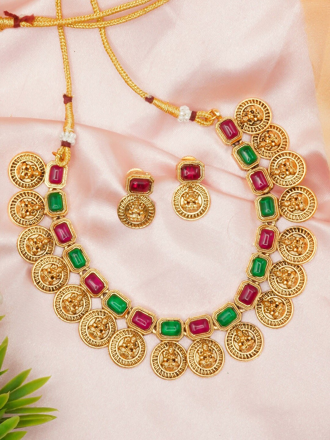 

GRIIHAM Pink Gold-Plated CZ-Studded Jewellery Set