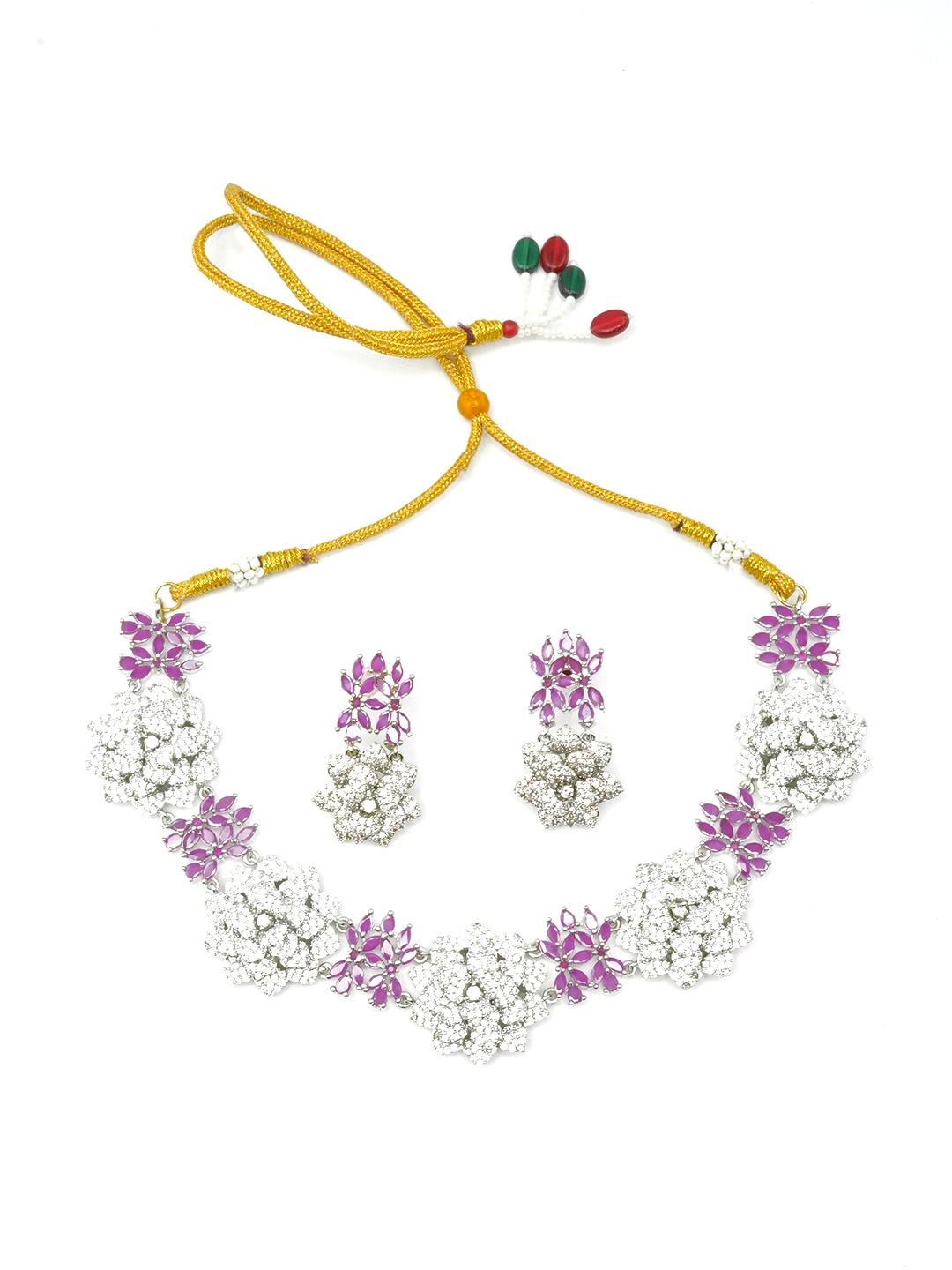 

GRIIHAM White & Pink Gold-Plated CZ-Studded Jewellery Set
