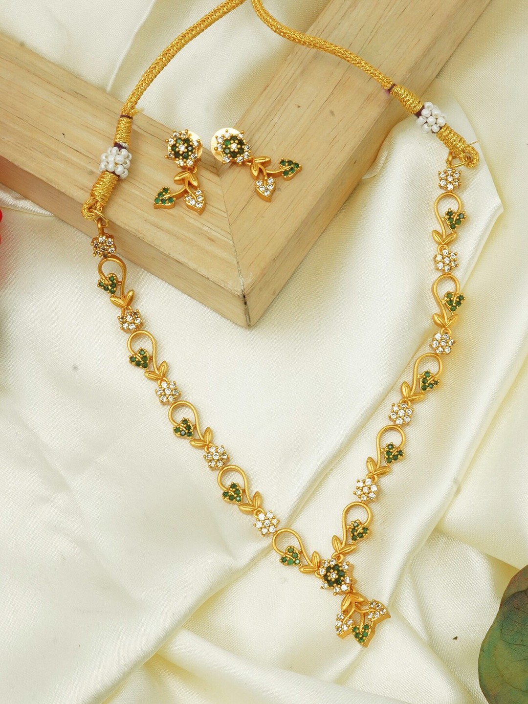 

GRIIHAM Green Gold-Plated CZ-Studded Jewellery Set