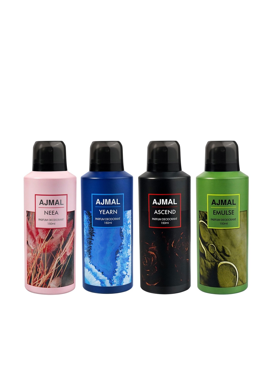 

Ajmal Set of 4 Neea + Ascend + Emulse + Yearn Long Lasting Perfume Deodorant - 150 ml each, Pink