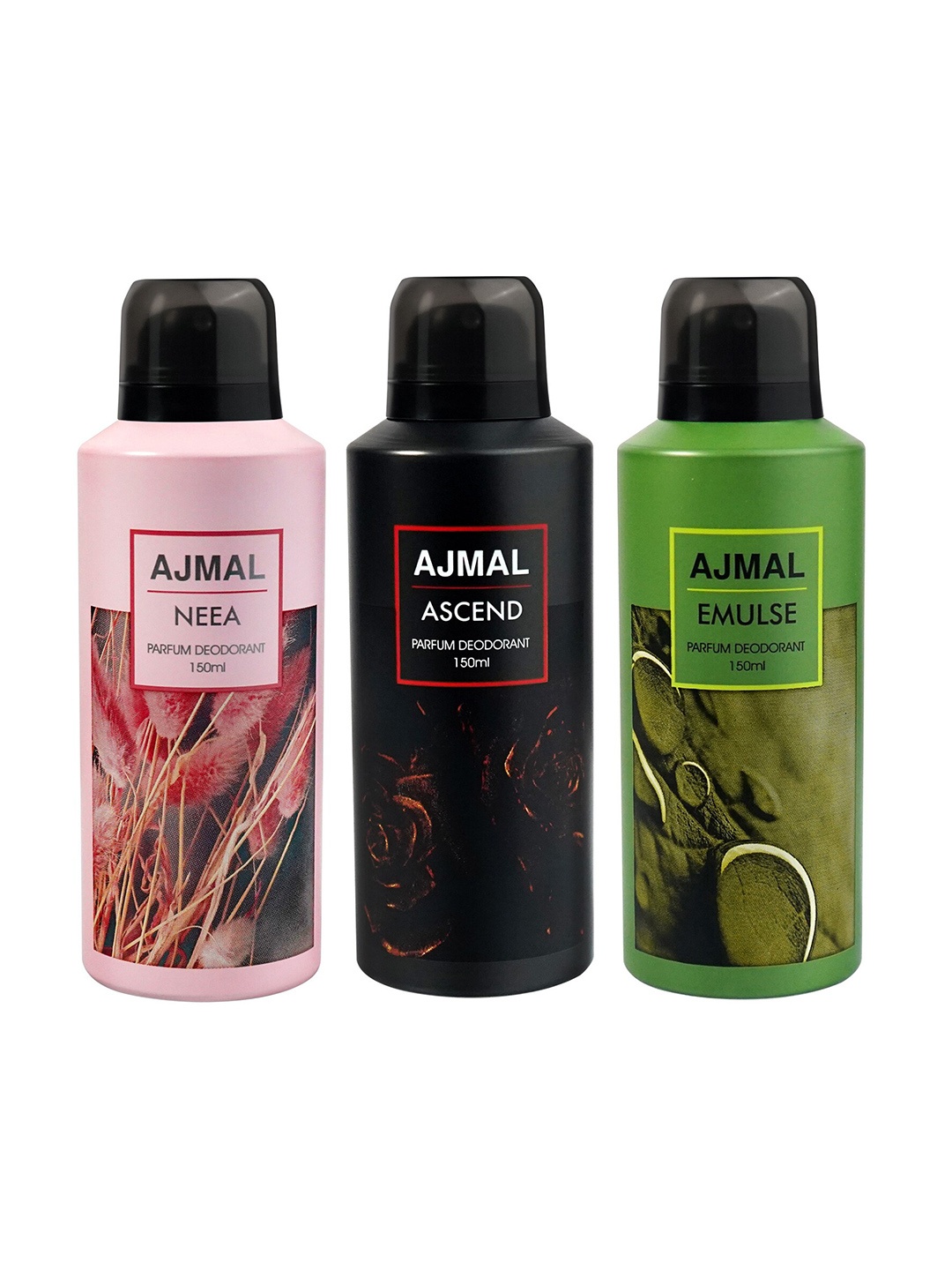 

Ajmal Set of 3 Neea + Ascend + Emulse Long Lasting Perfume Deodorant - 150 ml each, Pink