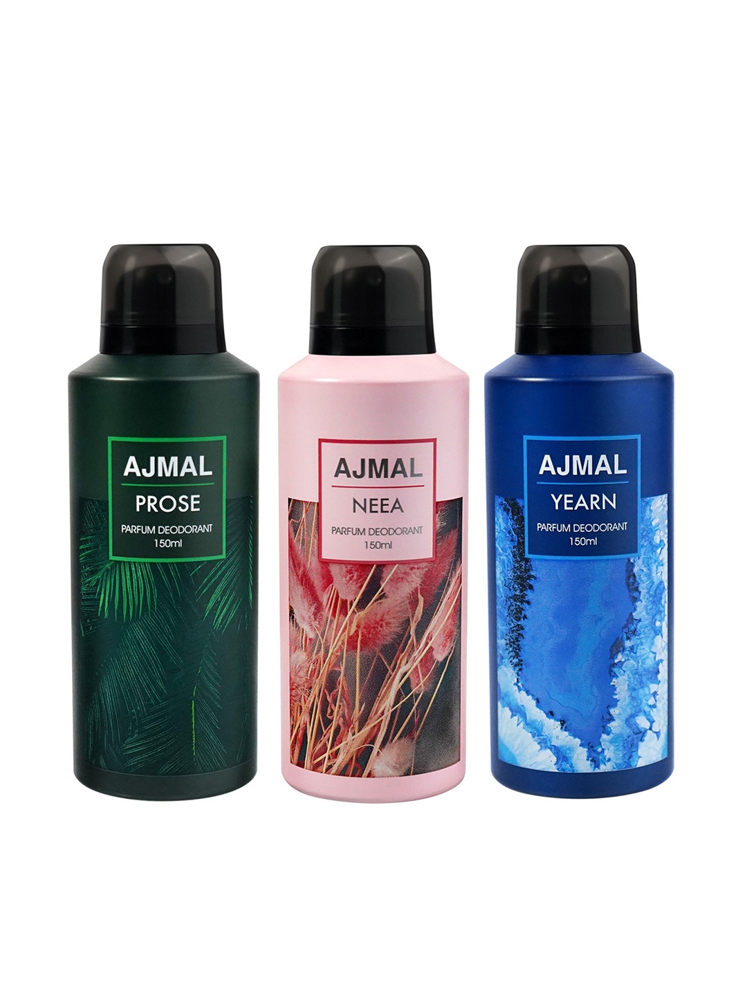 

Ajmal Set of 3 Neea + Prose + Yearn Long Lasting Perfume Deodorant - 150 ml each, Black