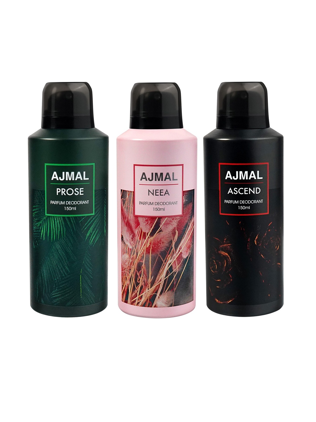 

Ajmal Set of 3 Neea + Ascend + Prose Long Lasting Perfume Deodorant - 150 ml each, Green
