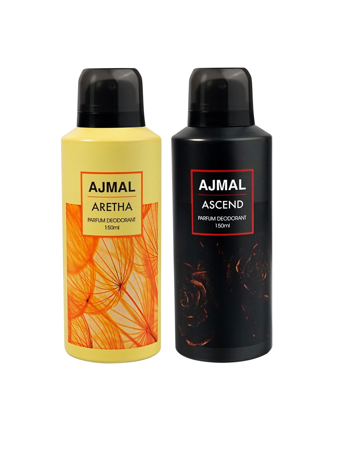 

Ajmal Set of 2 Aretha & Ascend Long Lasting Perfume Deodorant - 150 ml each, Yellow