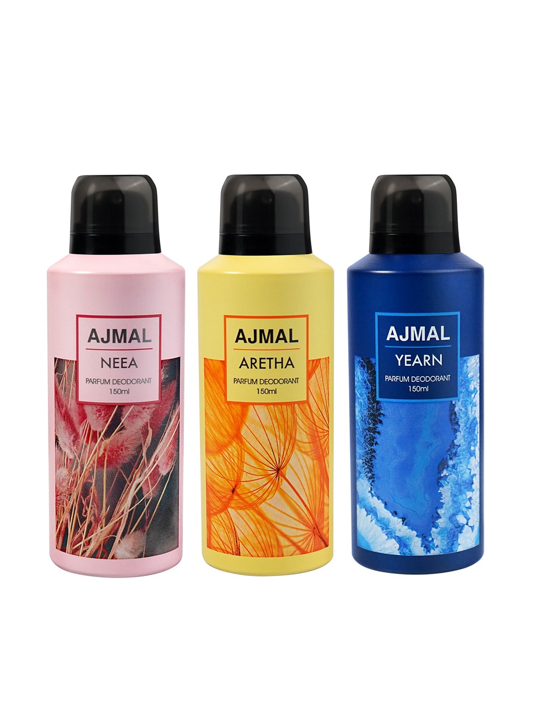

Ajmal Set of 3 Neea + Aretha + Yearn Long Lasting Perfume Deodorant - 150 ml each, Pink