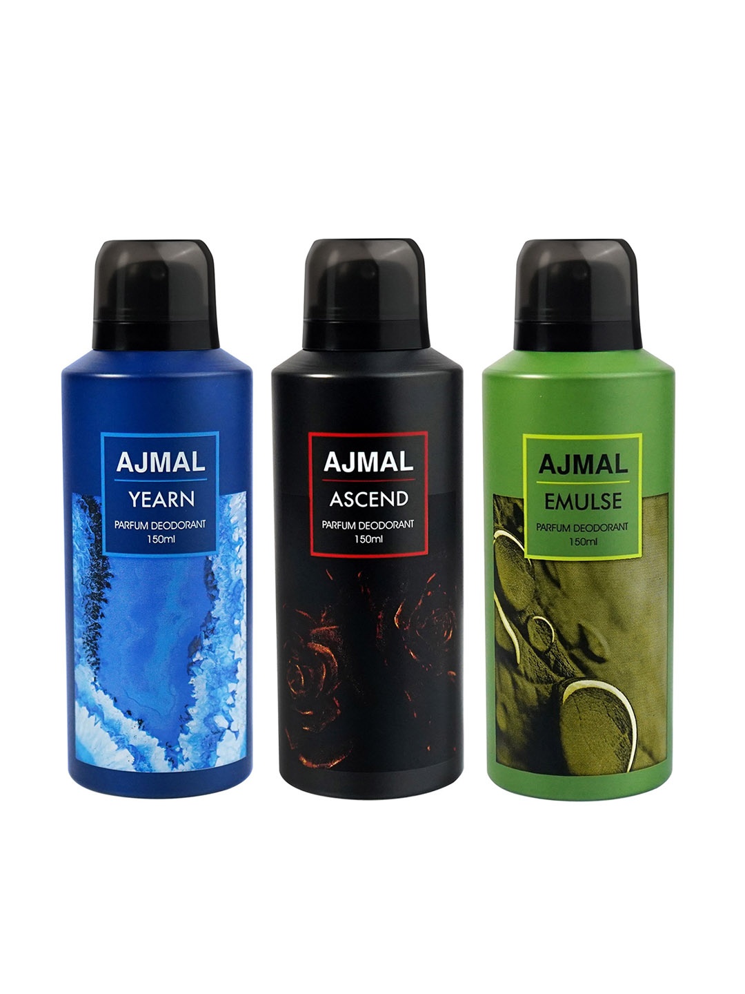 

Ajmal Set of 3 Yearn + Ascend + Emulse Long Lasting Perfume Deodorant - 150 ml each, Blue