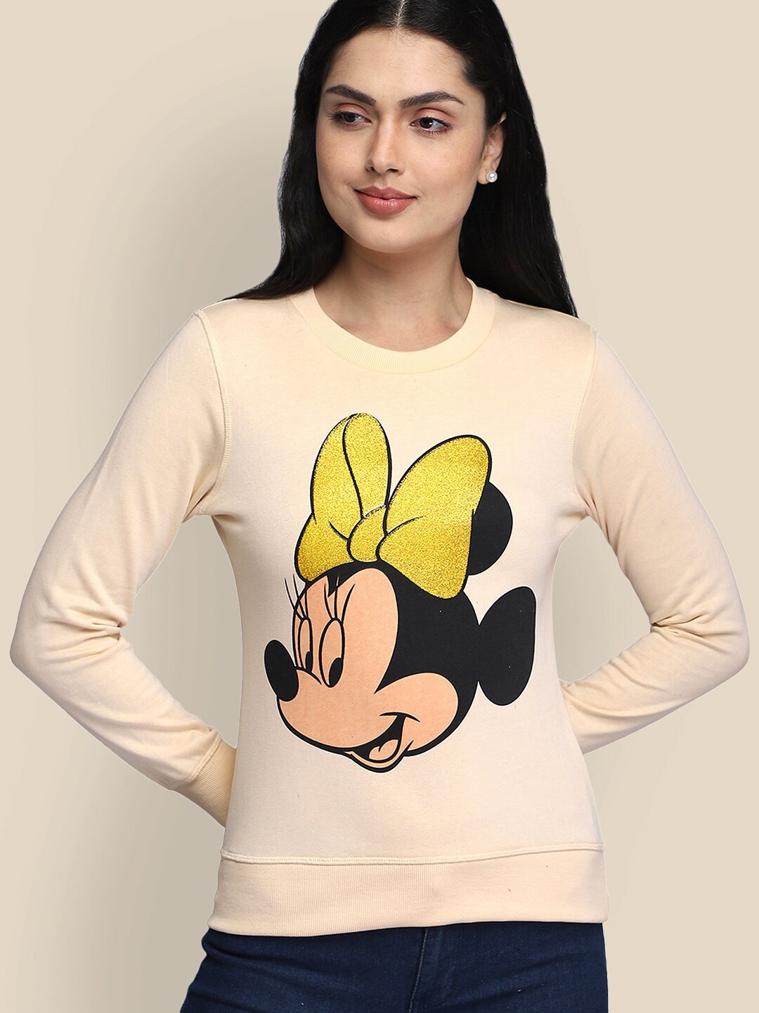 

Free Authority Women Beige Cotton Minnie Printed Sweatshirt