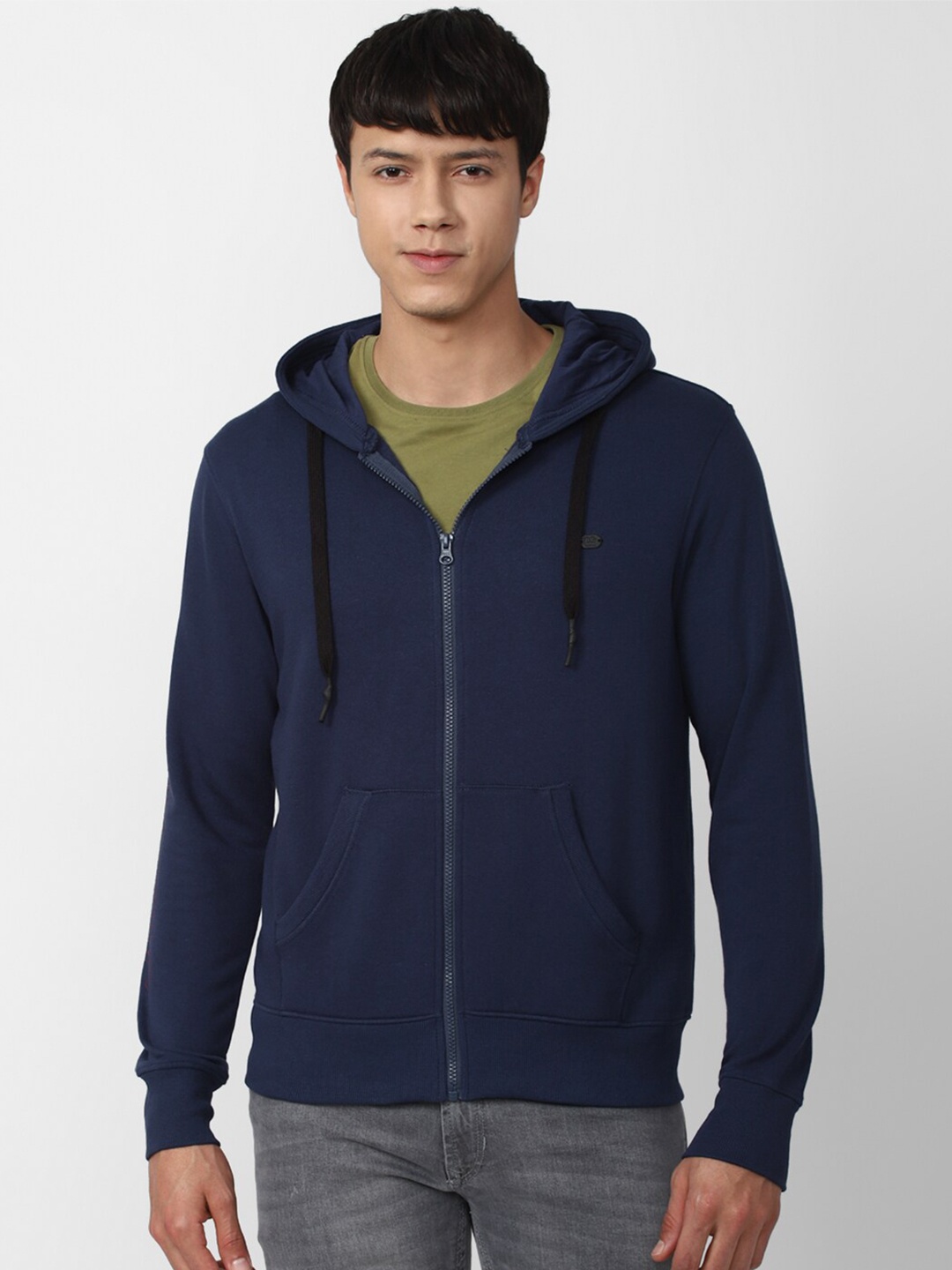 

Peter England Casuals Men Navy Blue Solid Hooded Sweatshirt