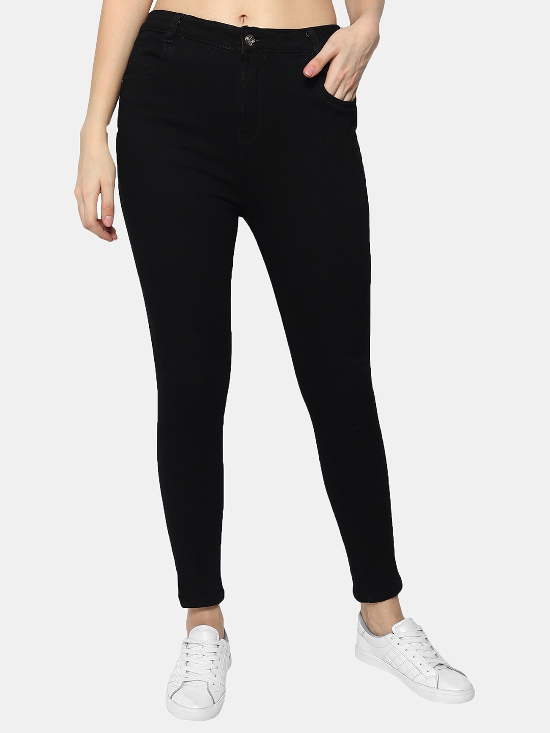 

LIVE OK Women Black Skinny Fit High-Rise Stretchable Cotton Jeans