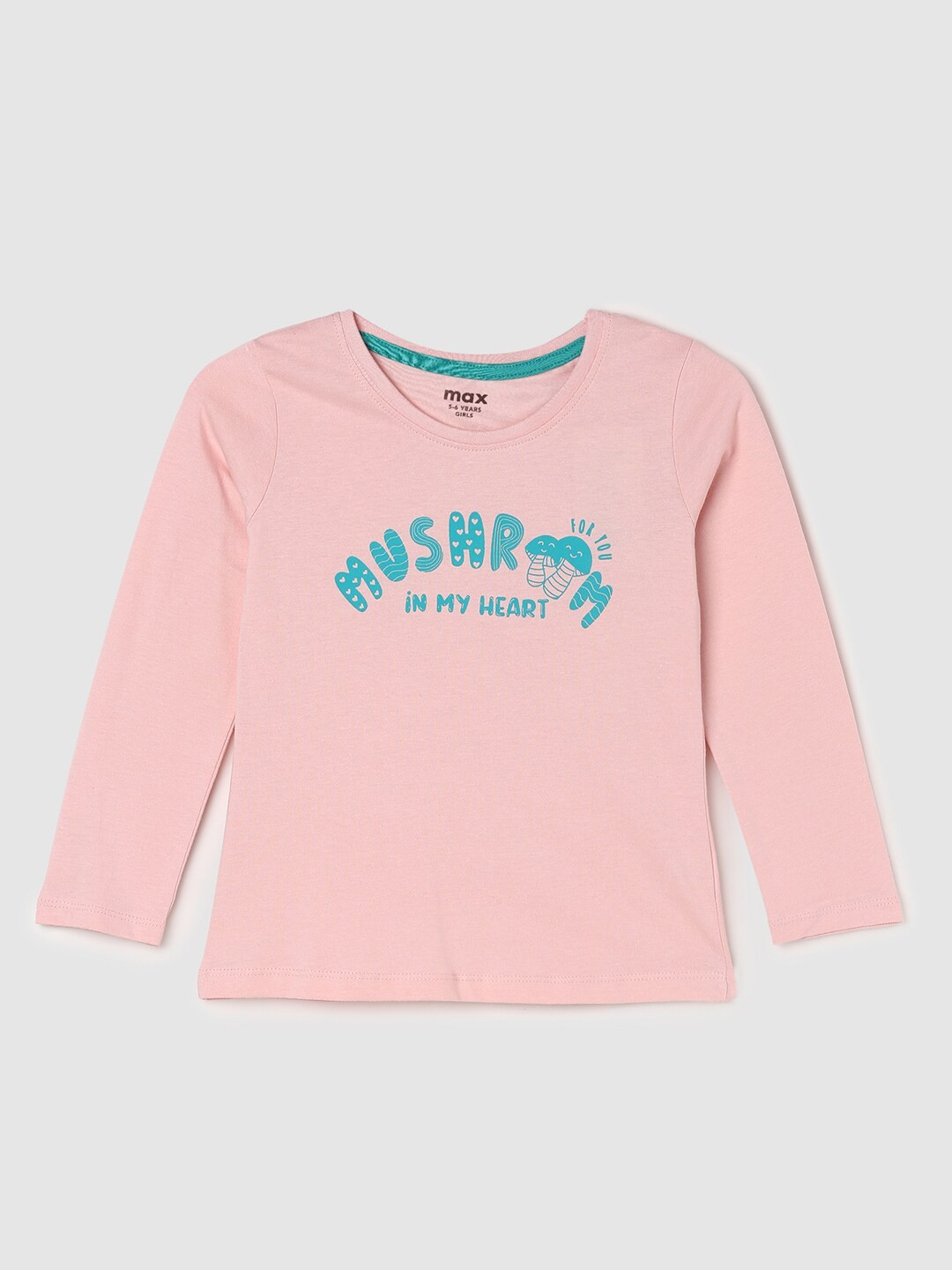 

max Girls Pink & Blue Typography Printed Applique Cotton T-shirt