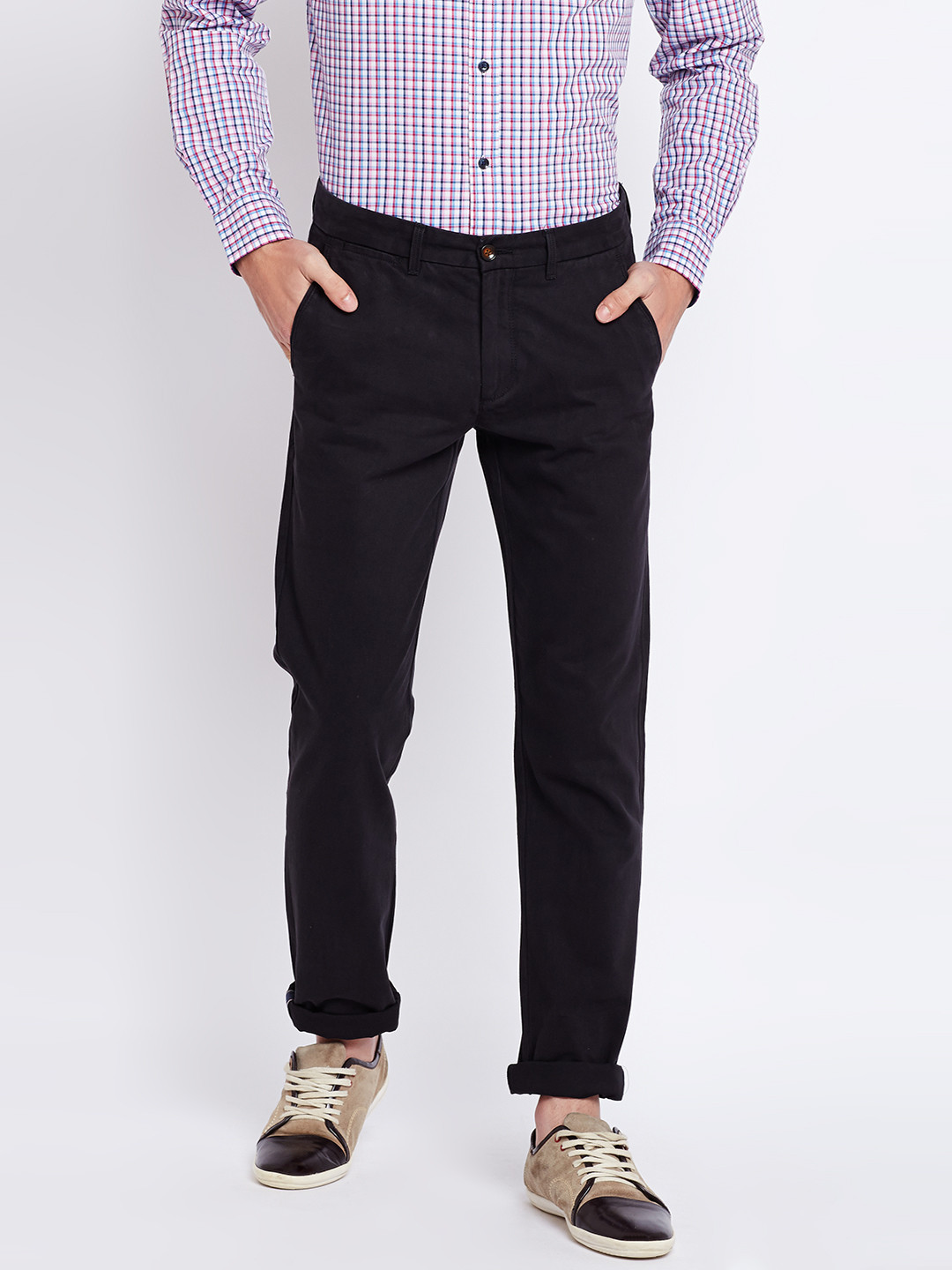 

Arrow Sport Men Black Chrysler Fit Solid Trousers