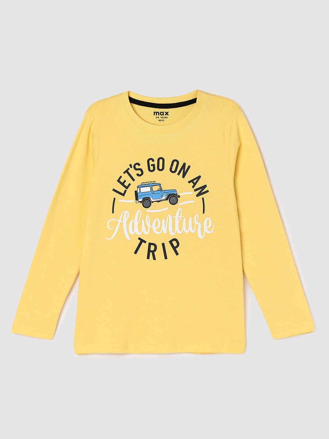 

max Boys Yellow Typography Printed Cotton T-shirt