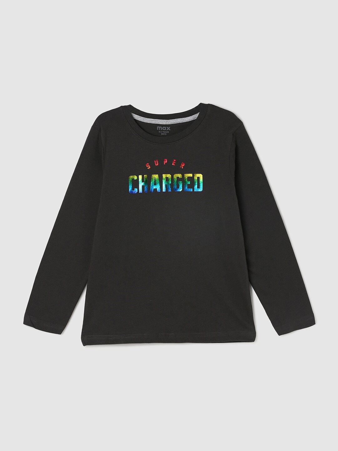 

max Boys Multicoloured Typography Printed Applique Cotton T-shirt, Multi