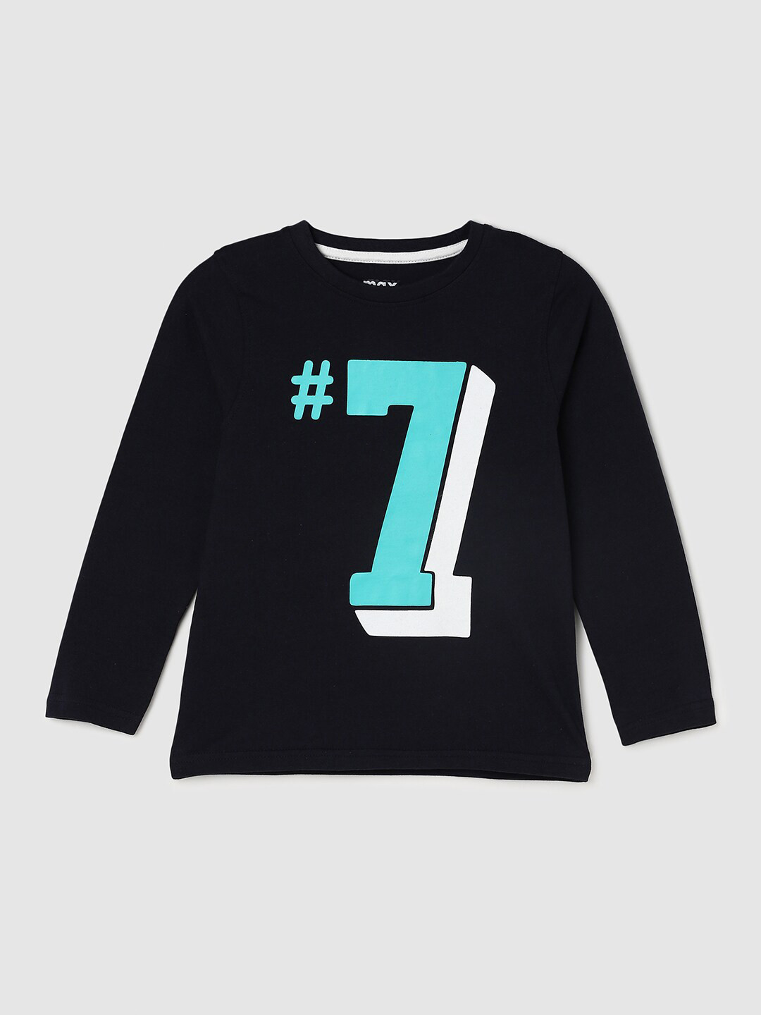 

max Boys Blue Printed Applique T-shirt