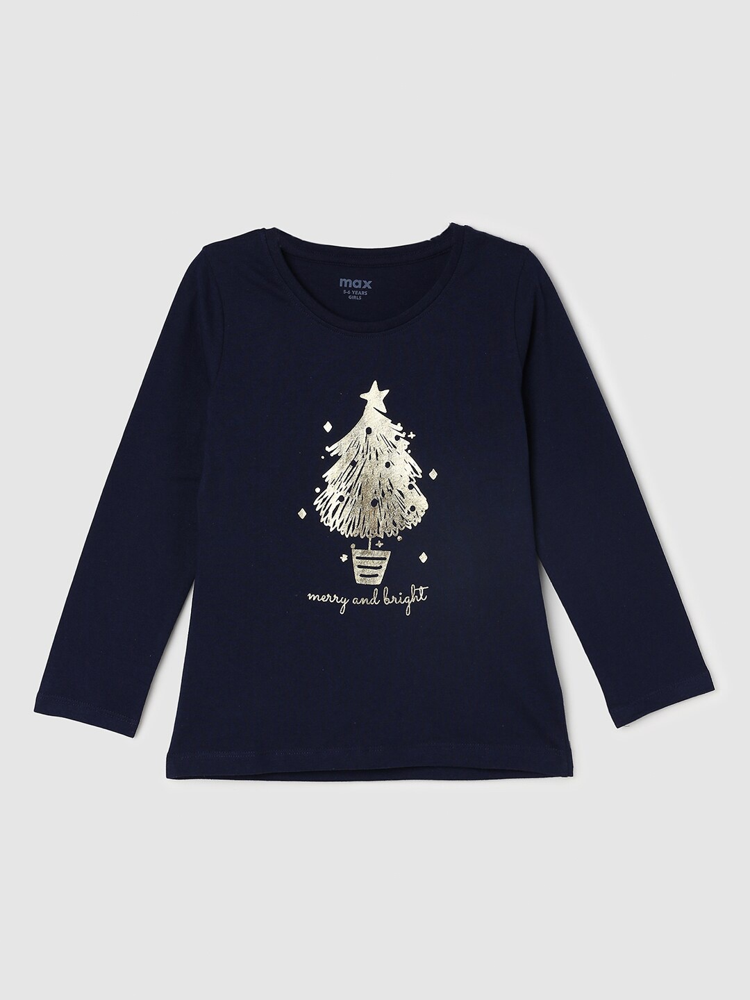 

max Girls Blue Printed T-shirt