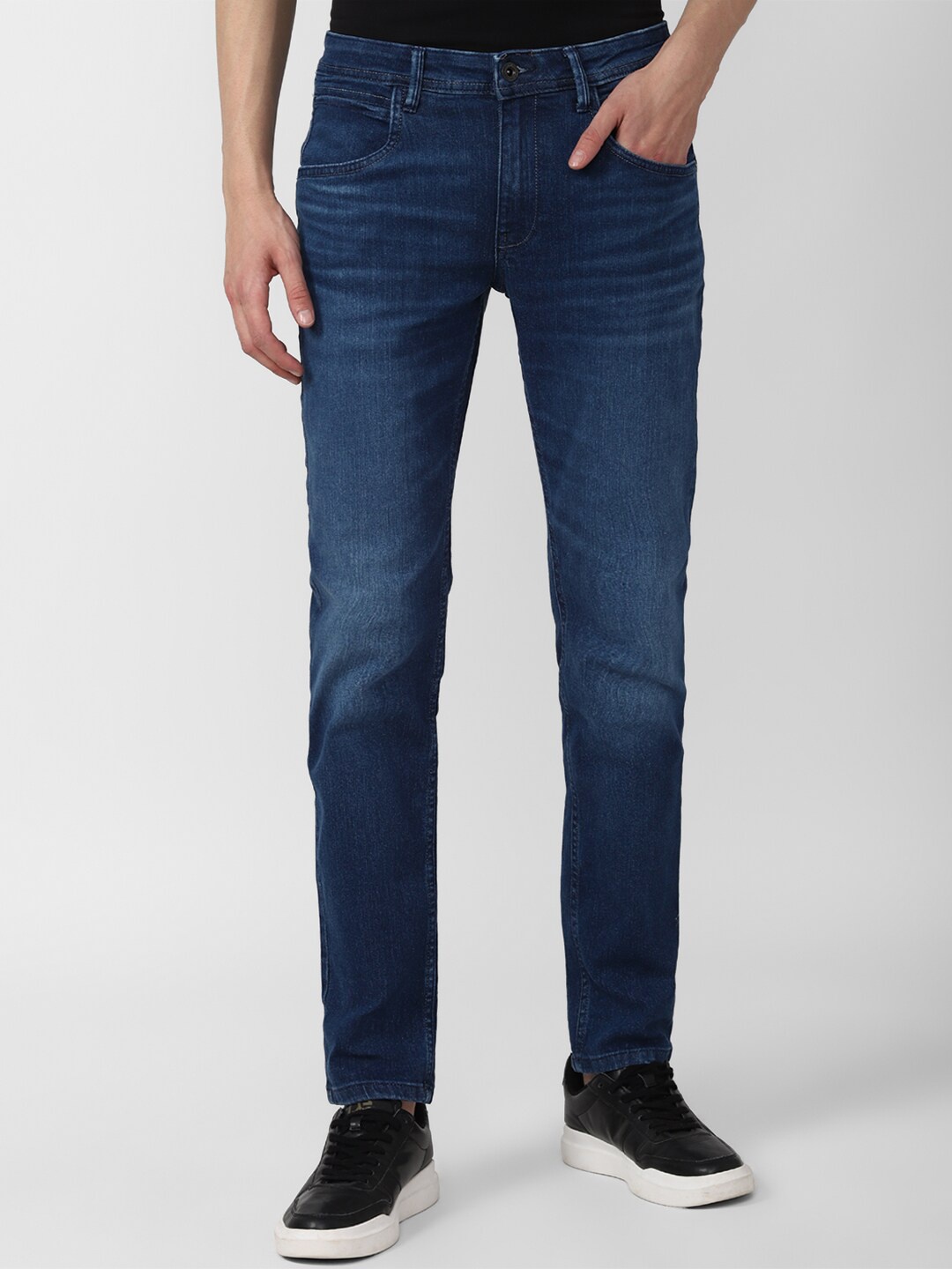 

V Dot Men Navy Blue Skinny Fit Light Fade Jeans