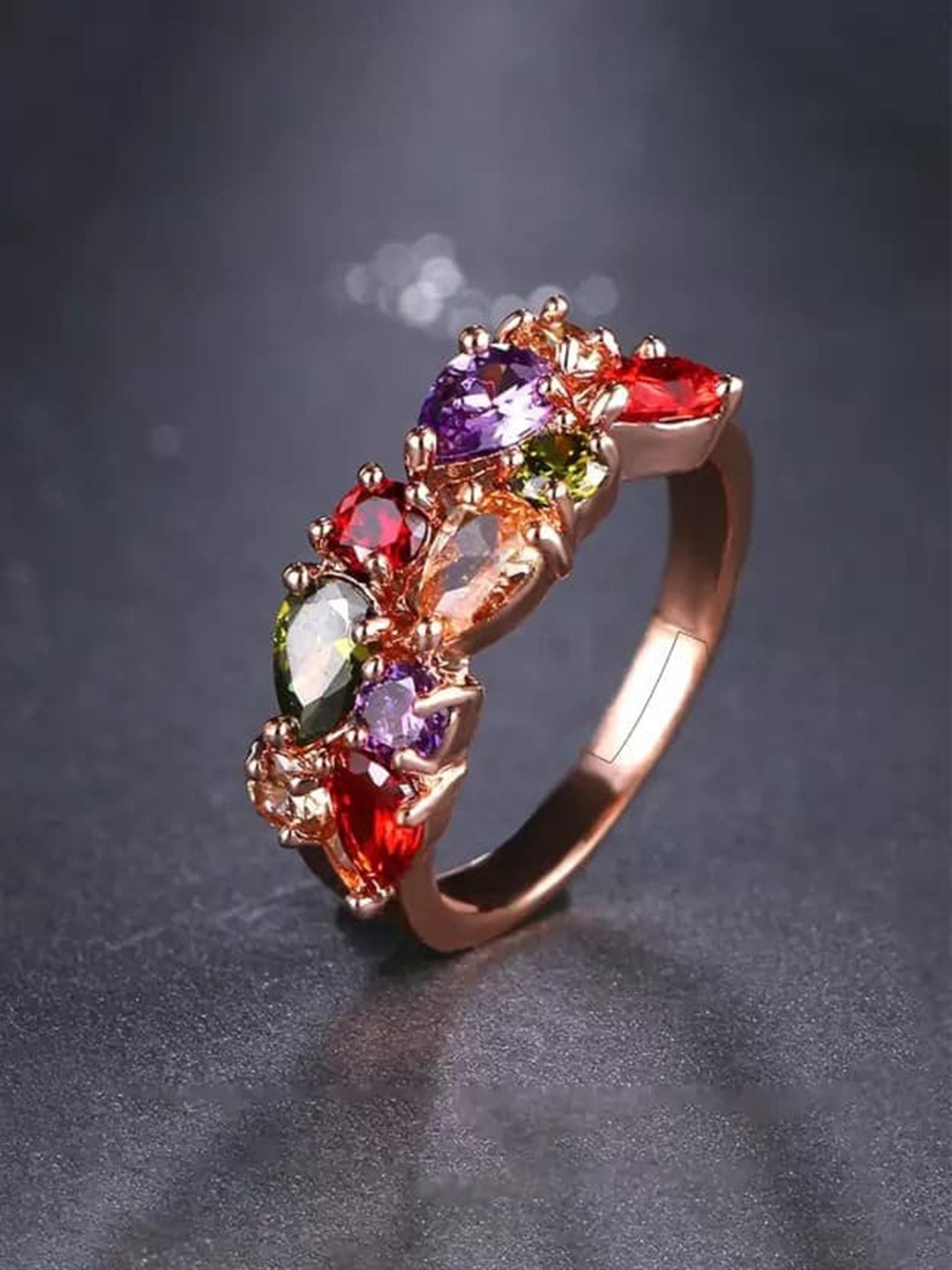 

Fashion Frill Rose Gold-Plated & CZ studded Finger Ring