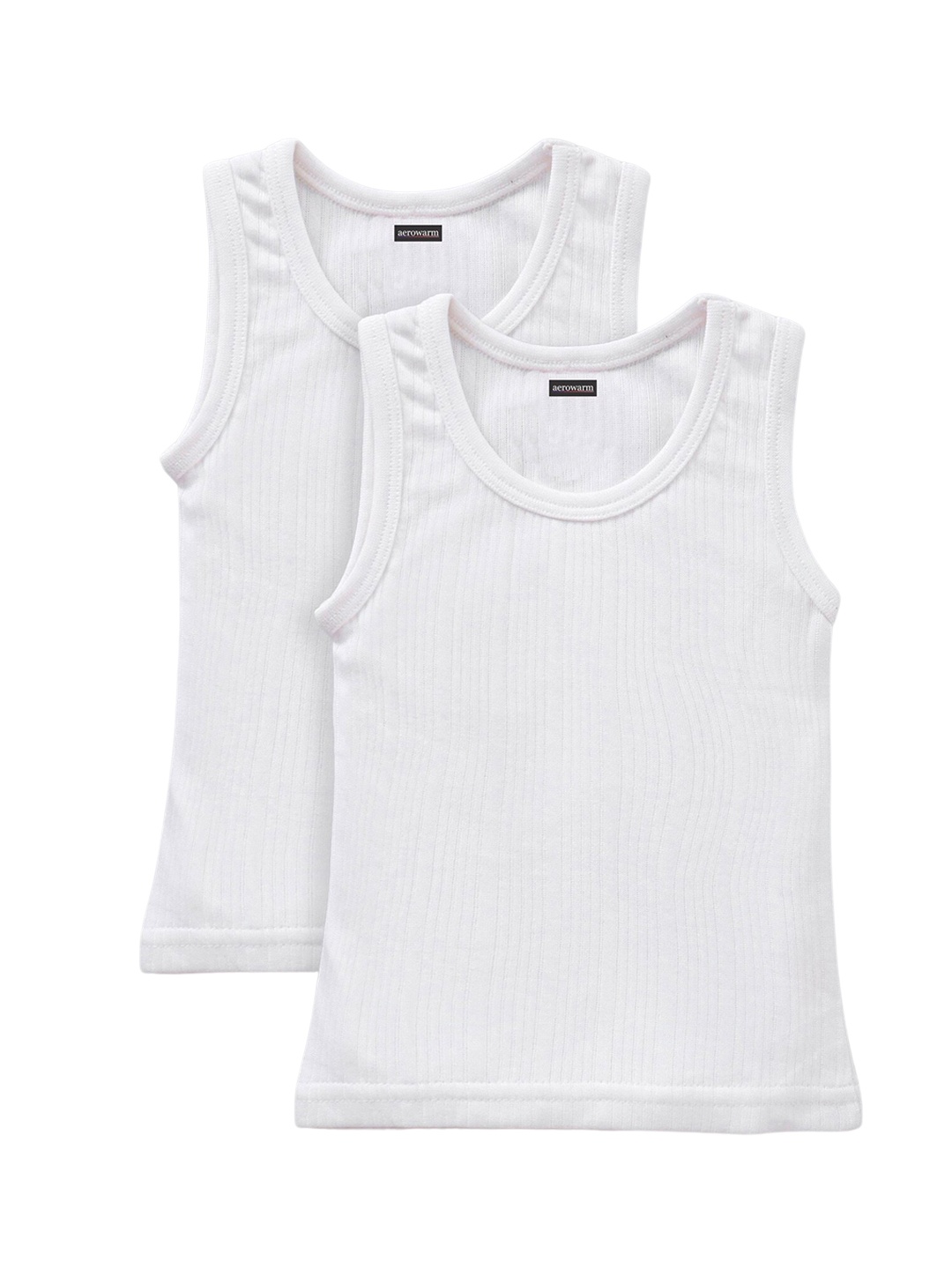 

Aerowarm Infants Pack Of 2 White Self Striped Cotton Thermal Tops