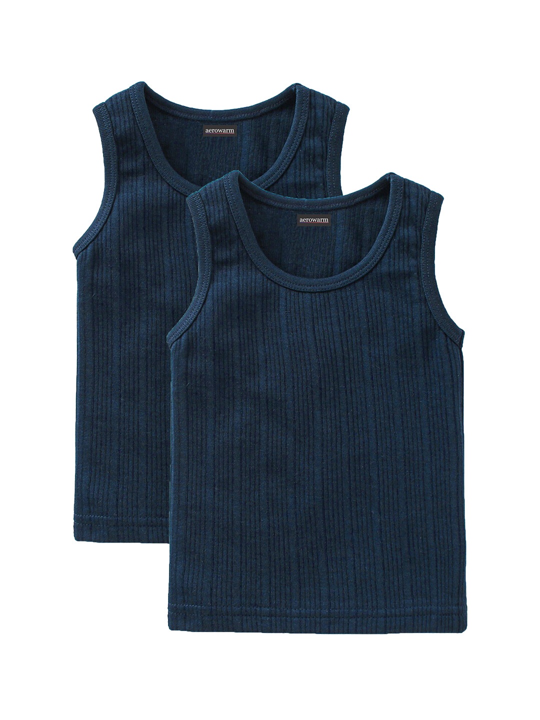

Aerowarm Kids Pack Of 2 Navy Blue Self Striped Thermal Tops