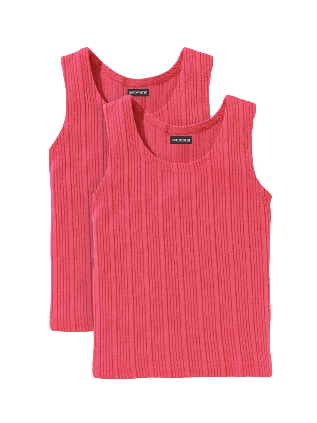 

Aerowarm Kids Pack Of 2 Self Striped Thermal Tops, Coral