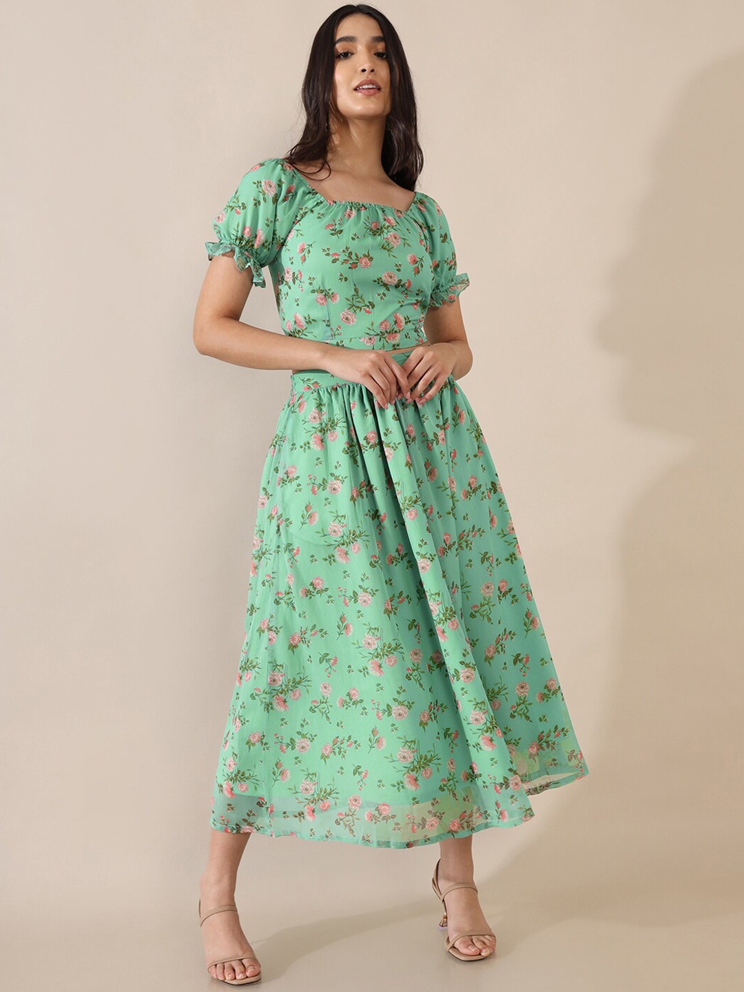 

Saaki Women Green Floral Printed Co-Ords