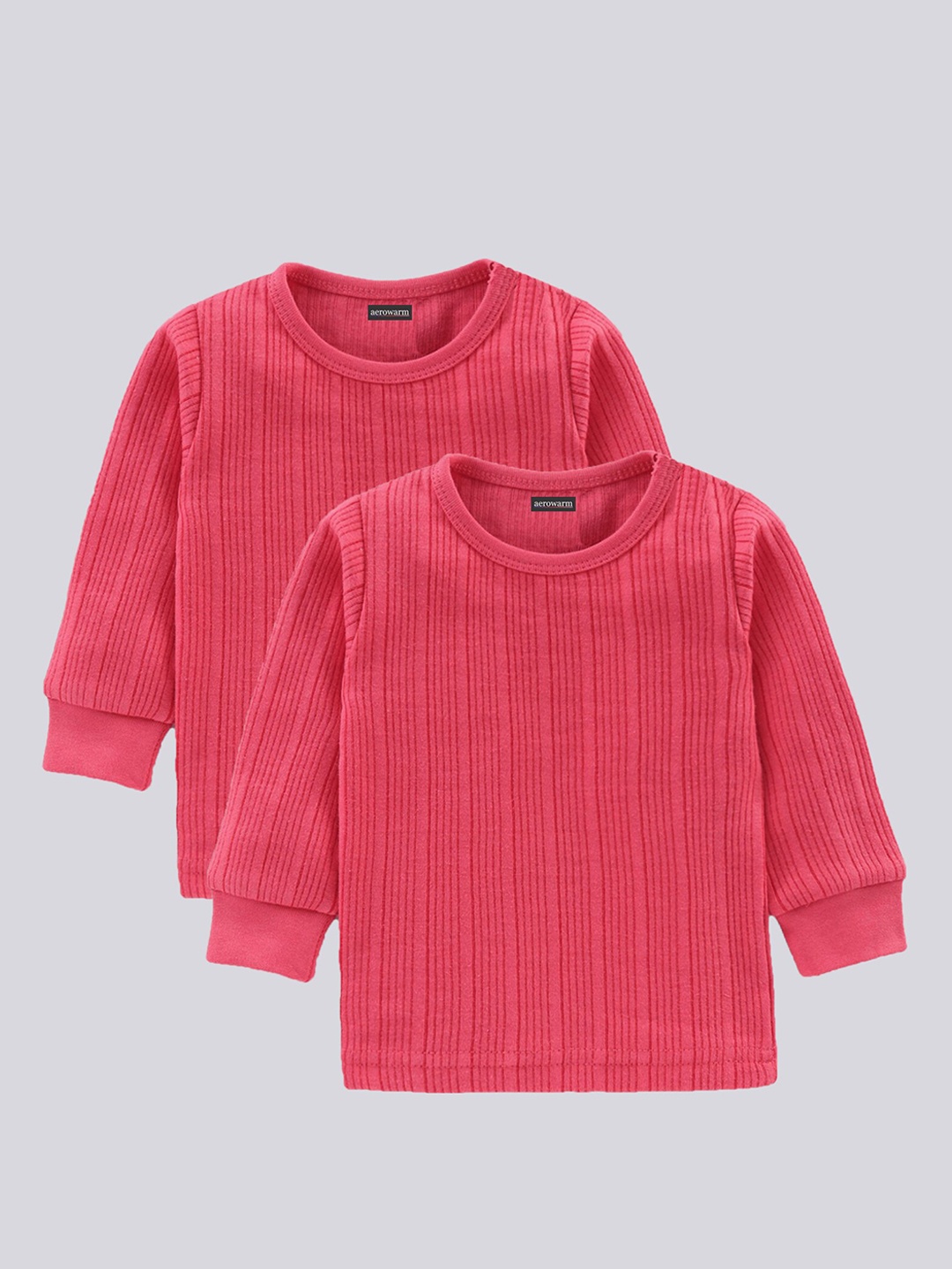

Aerowarm Infants Pack Of 2 Coral Self Striped Thermal Tops