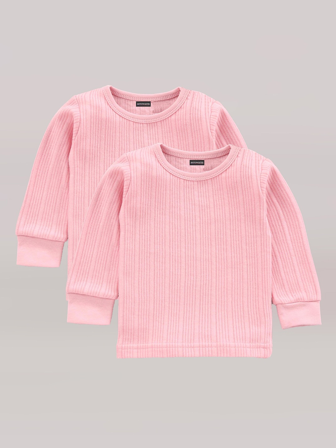 

Aerowarm Kids Pack Of 2 Pink Self Striped Thermal Tops
