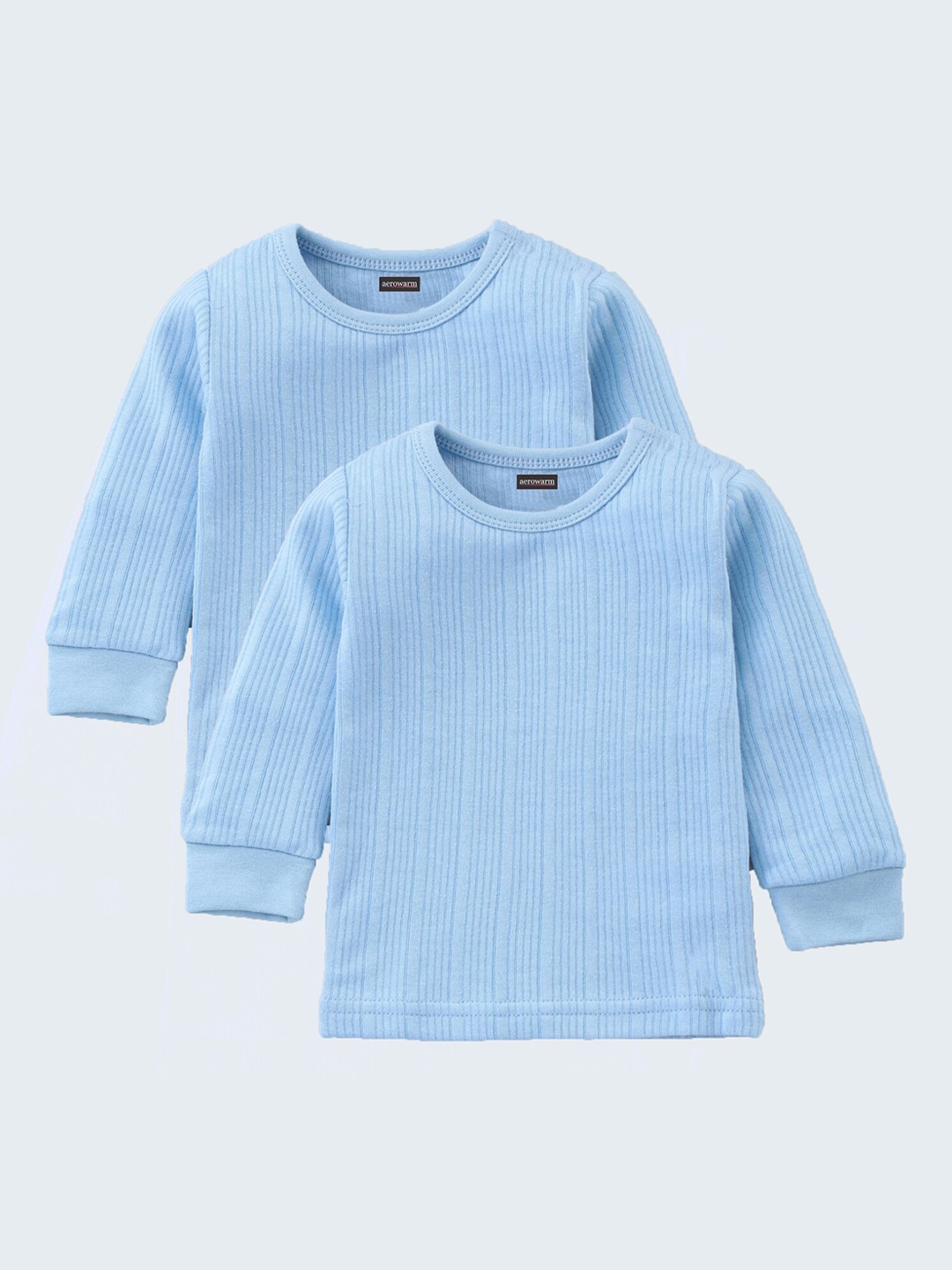 

Aerowarm Infants Pack Of 2 Blue Self Striped Thermal Tops