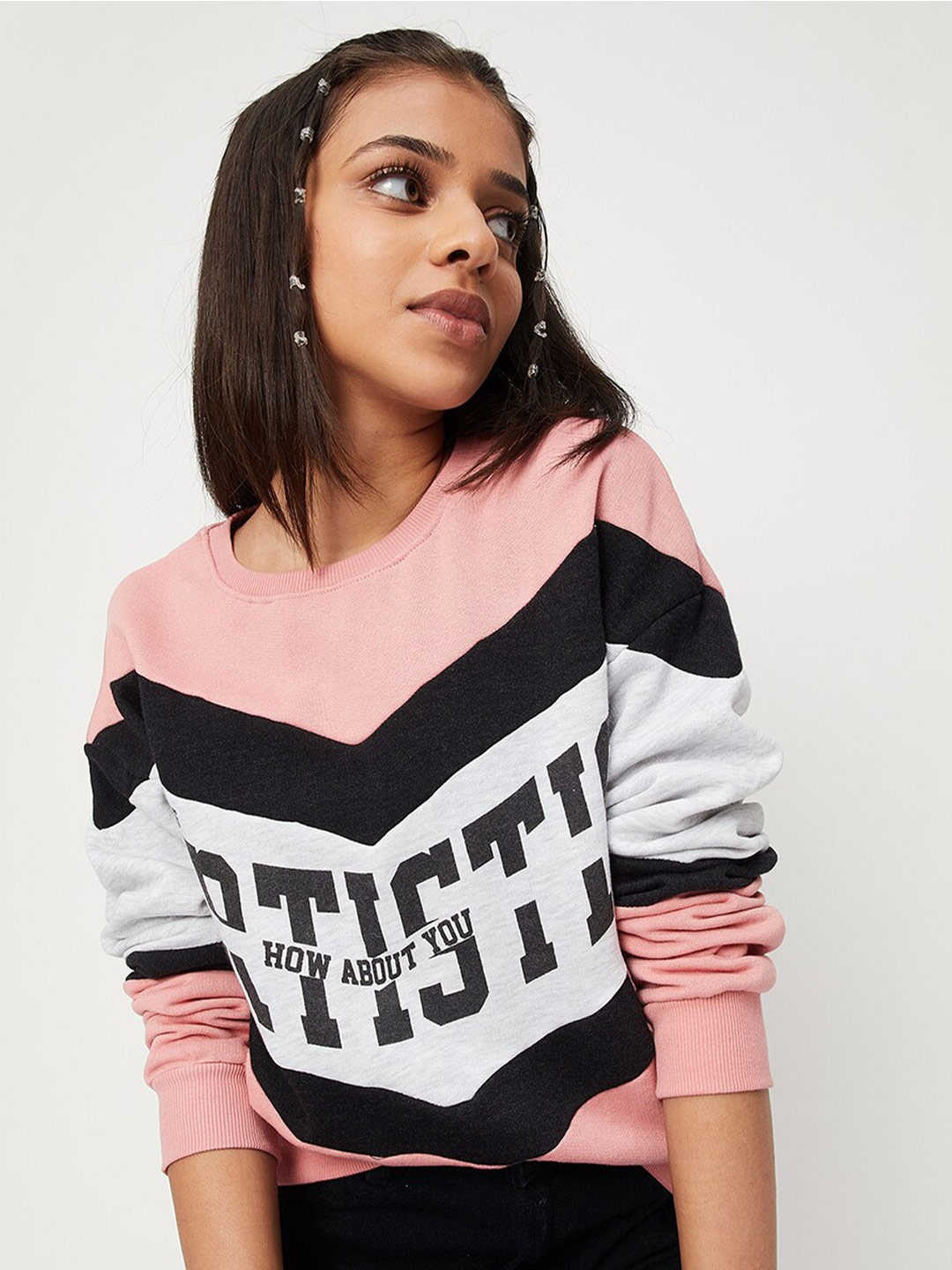 

max Girls Pink Colourblocked Sweatshirt