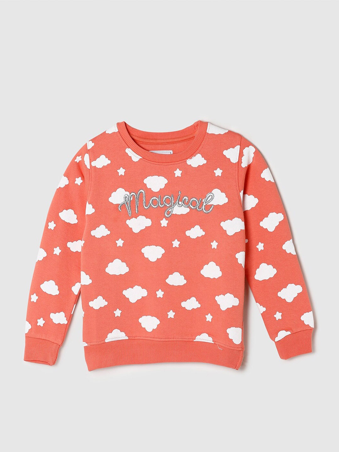 

max Girls Orange Printed Sweatshirt