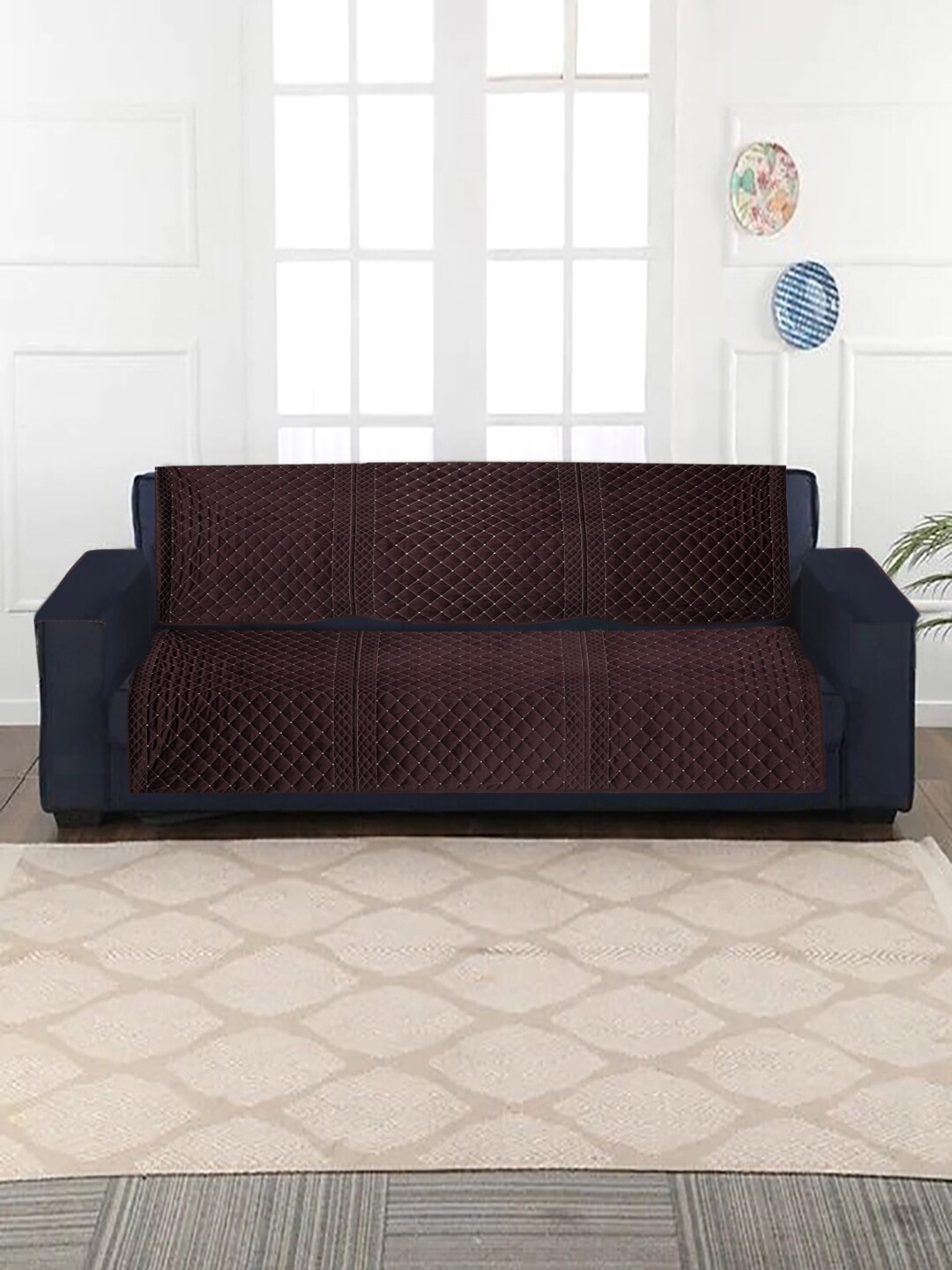 

MULTITEX Set Of 10 Brown Checked 5 Seater Sofa Covers
