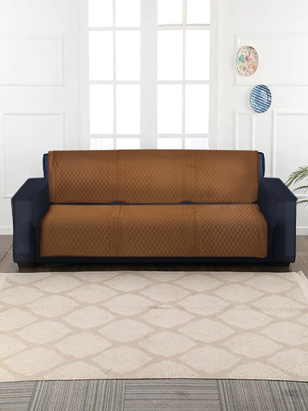 

MULTITEX Set Of 10 Gold-Coloured Quilted 5 Seater Sofa Covers