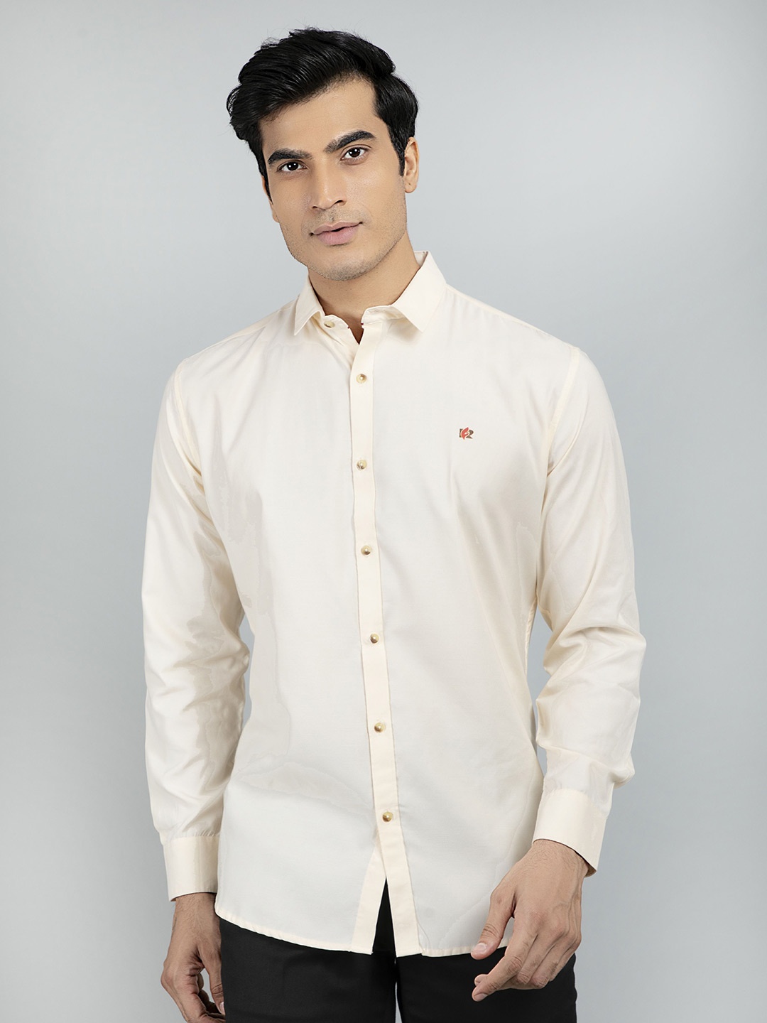 

RED FEATHER Men Yellow Cotton Formal Shirt