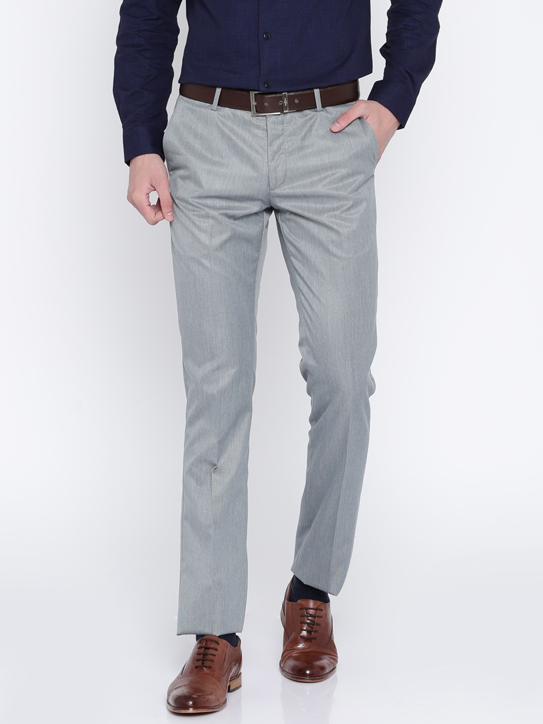 

Arrow New York Men Grey Slim Fit Solid Formal Trousers