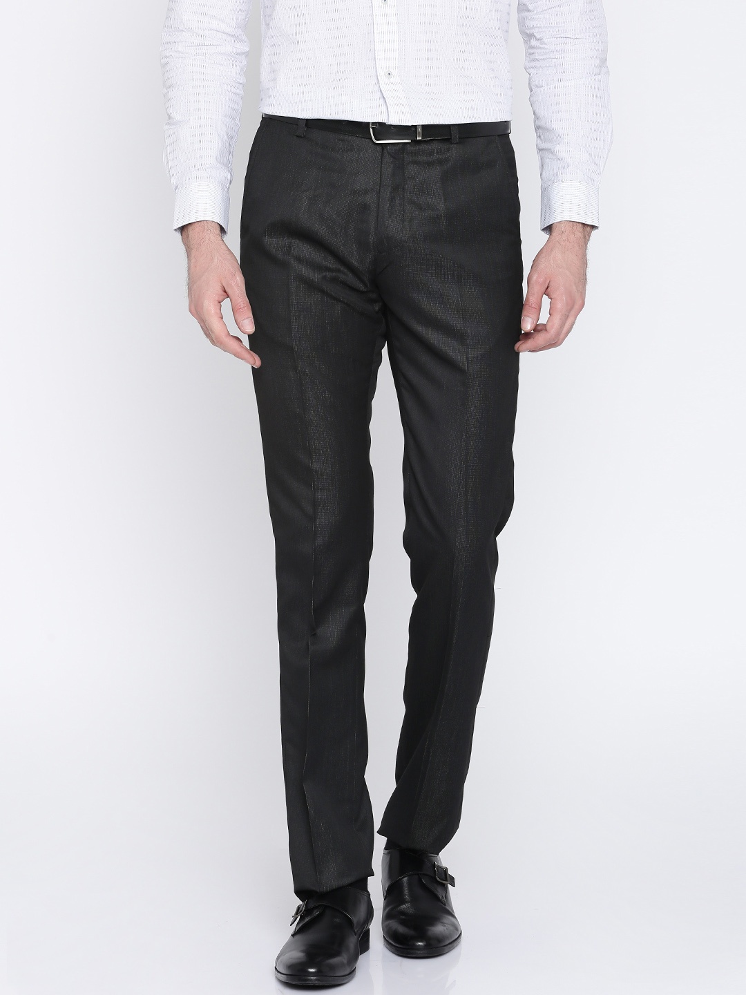 

Arrow New York Men Black Tapered Fit Self Design Formal Trousers