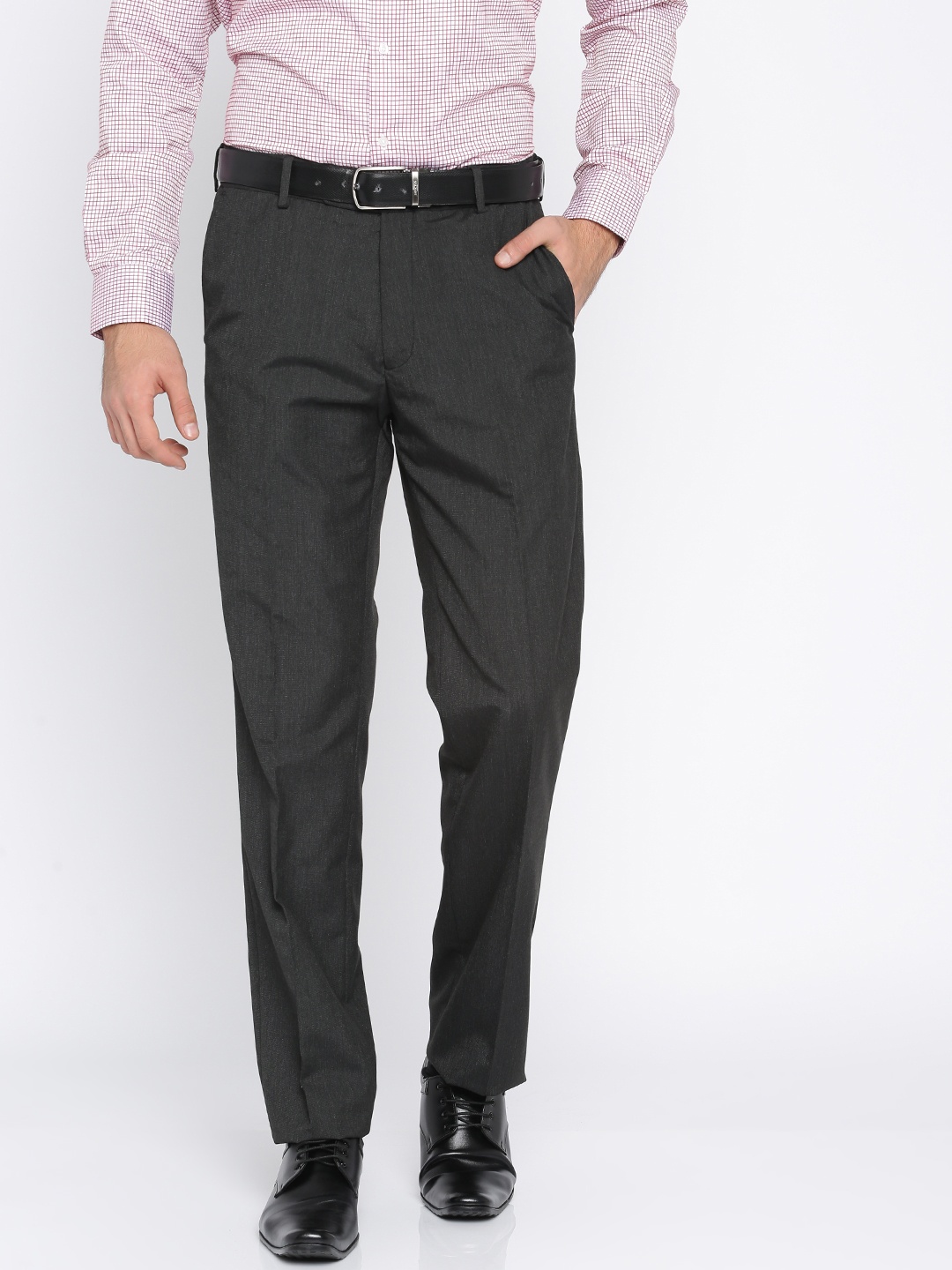 

Arrow Men Black Smart Regular Fit Self Design Formal Trousers
