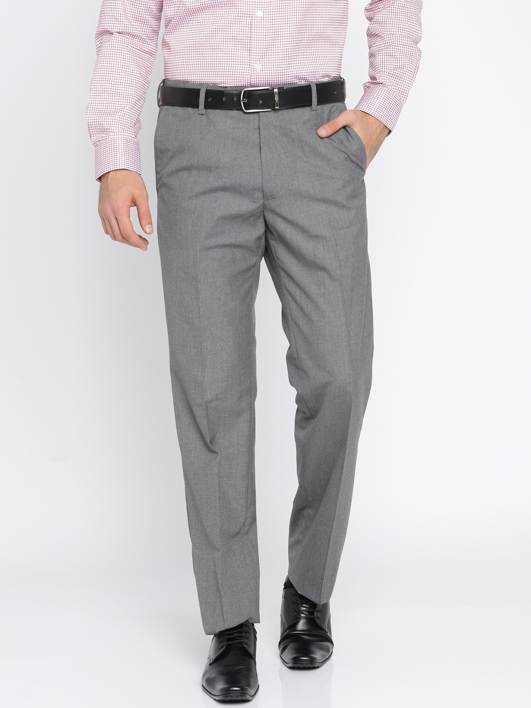 

Arrow Men Grey Smart Smart Fit Self-Design Formal Trousers
