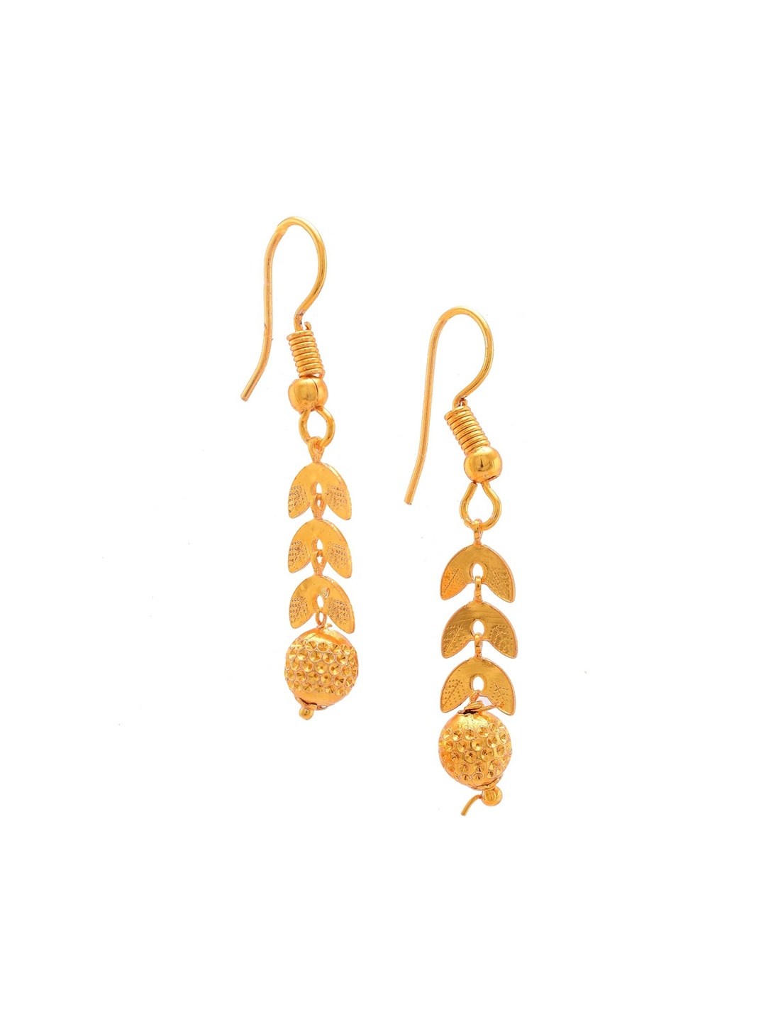 

Jewar Mandi Gold-Toned Leaf Shaped Drop Earrings