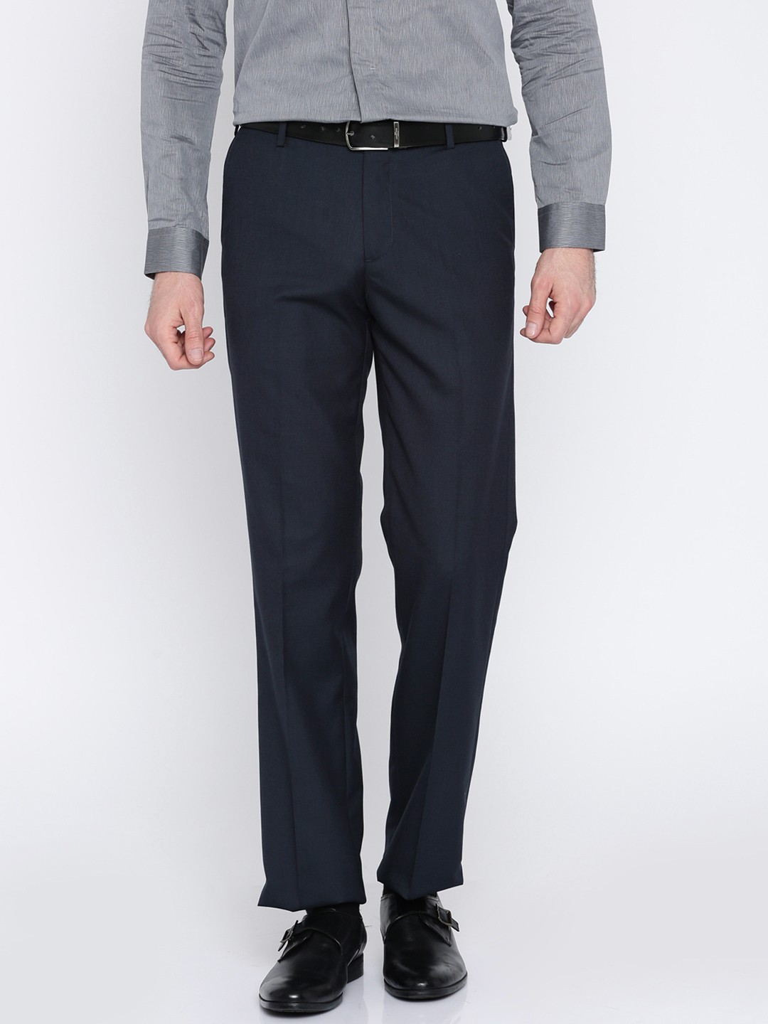 

Arrow Men Navy Blue Smart Regular Fit Solid Formal Trousers