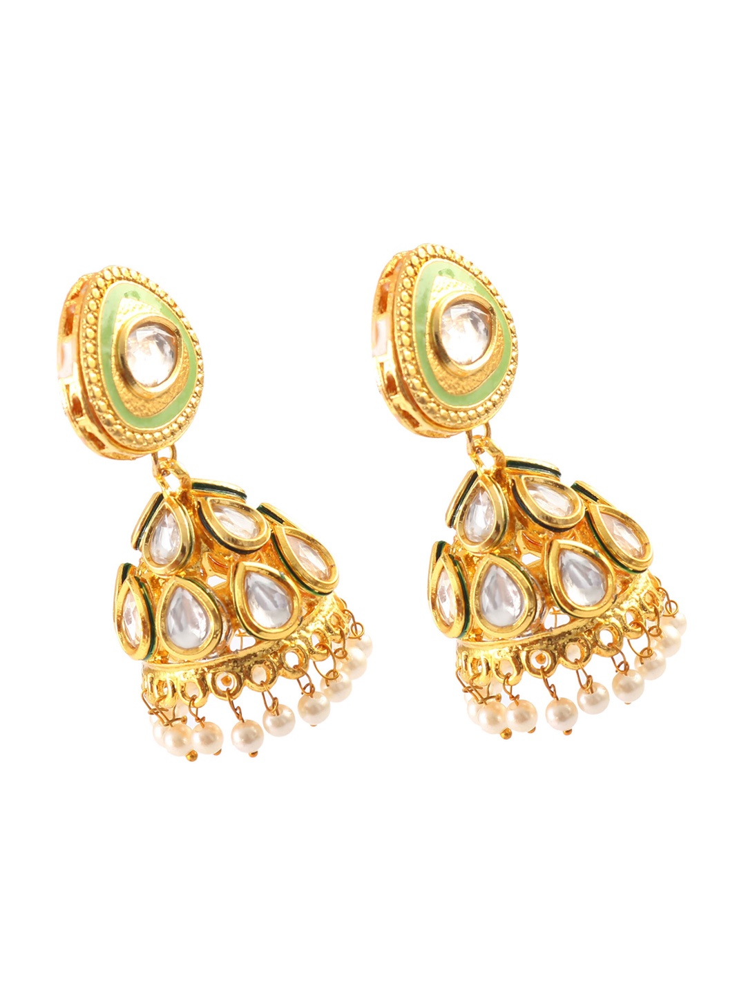 

Jewar Mandi Gold-Toned Dome Shaped Jhumkas Earrings