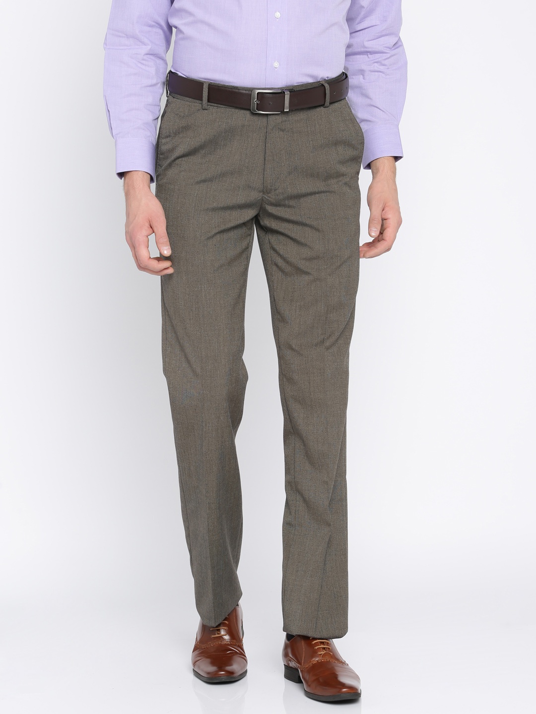 

Arrow Men Brown Smart Fit Self-Design Formal Trousers