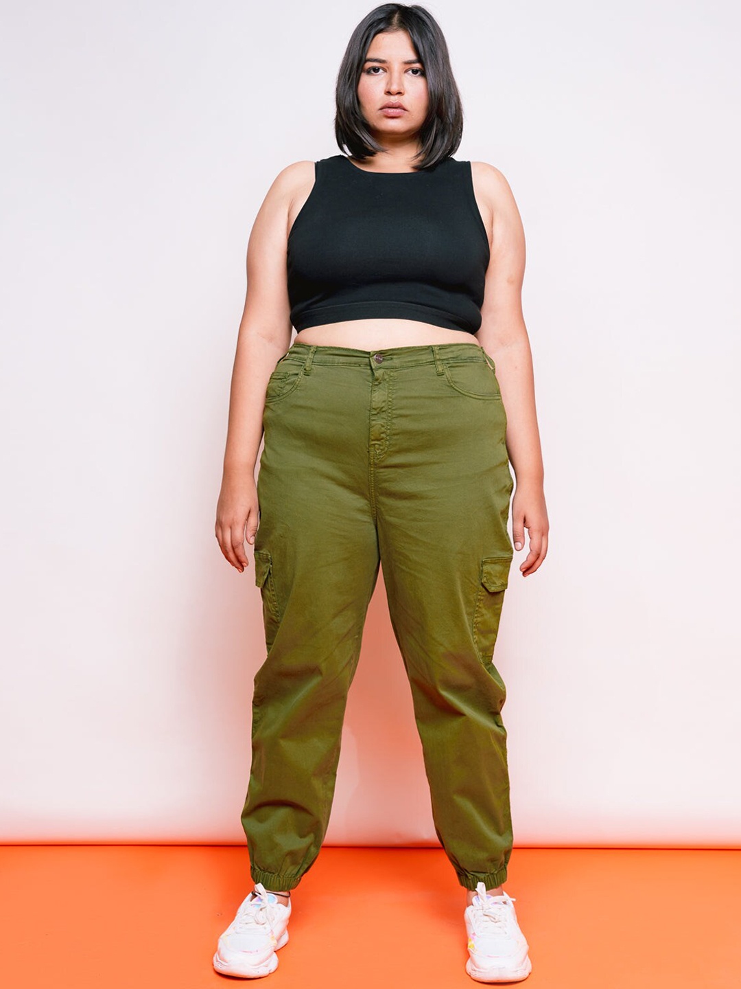 

FREAKINS Women Olive Green High-Rise Jogger